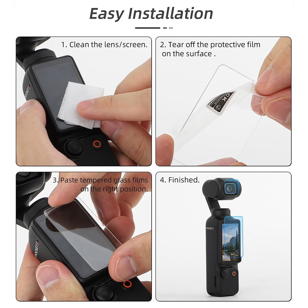 DJI Osmo Pocket 3 skærmbeskytter & linsebeskytter i hærdet glas