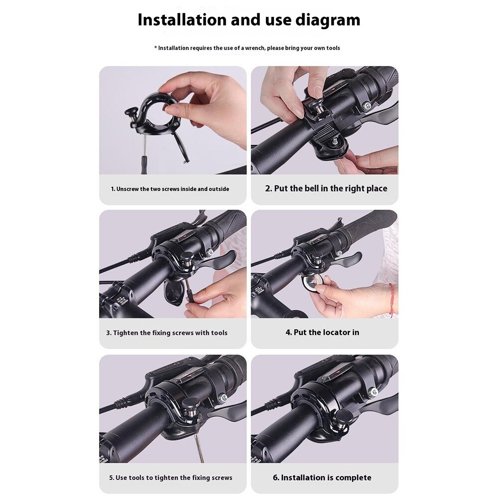 Skjult Apple AirTag-holder & cykelklokke, Sort