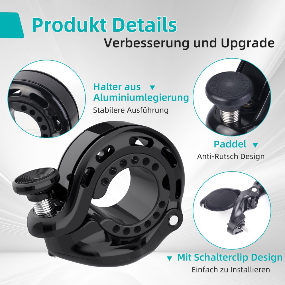 Skjult Apple AirTag-holder & cykelklokke, Sort