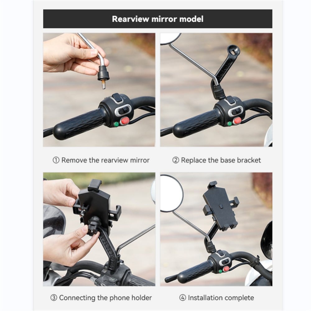 Mobilholder med paraply til barnevogn og cykelstyr, Sort