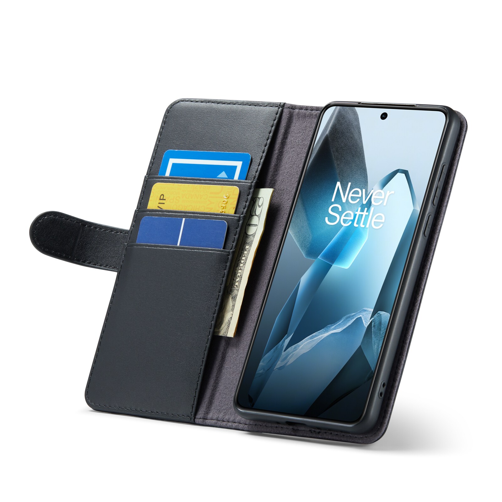 OnePlus 13 Pungetui i ægte læder, Sort