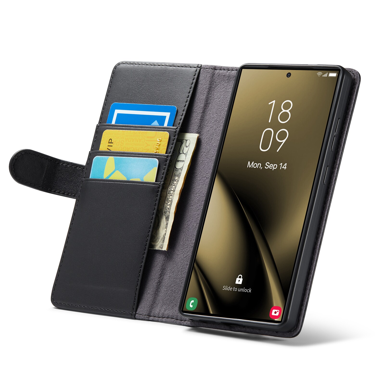 Samsung Galaxy S25 Ultra Pungetui i ægte læder, Sort