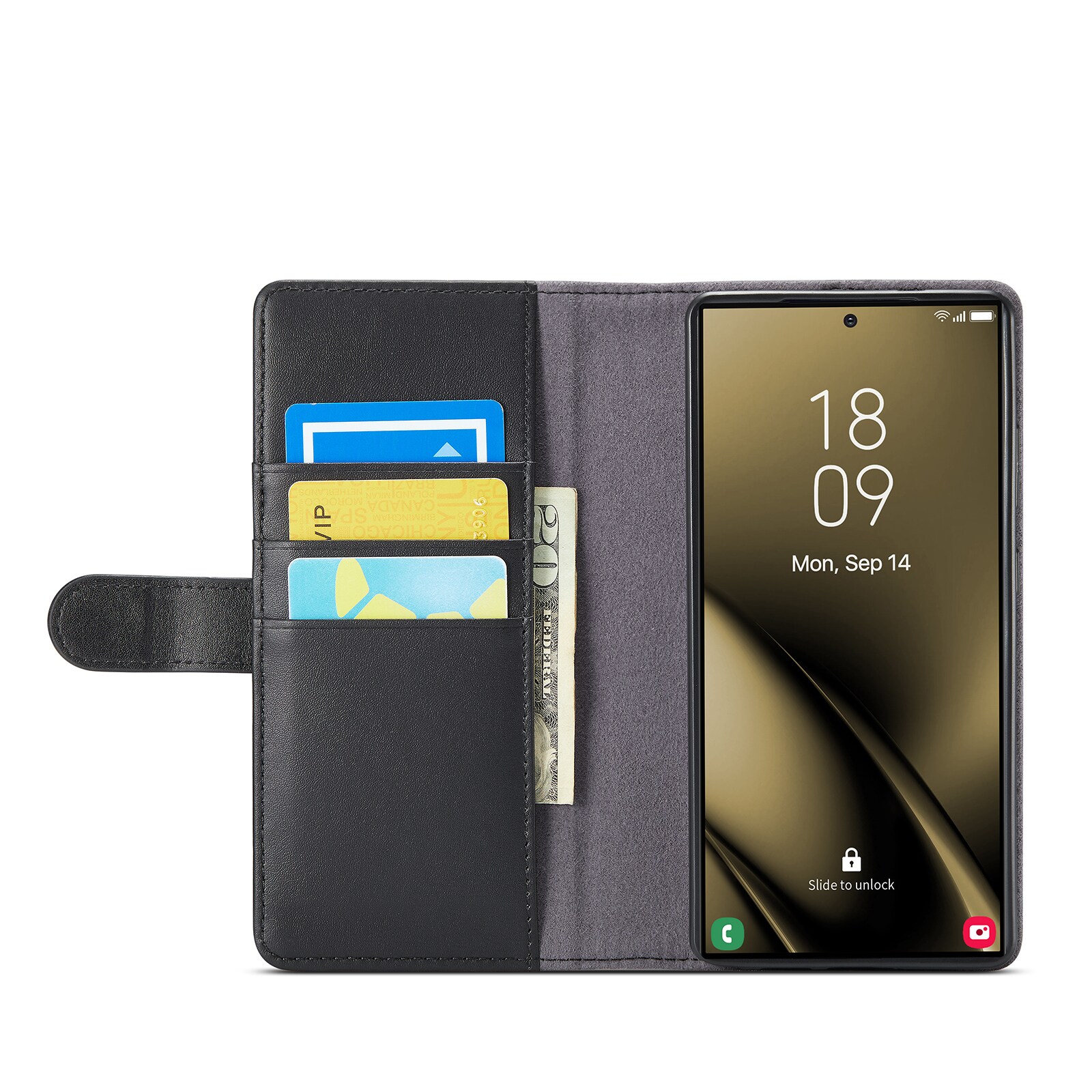 Samsung Galaxy S25 Ultra Pungetui i ægte læder, Sort