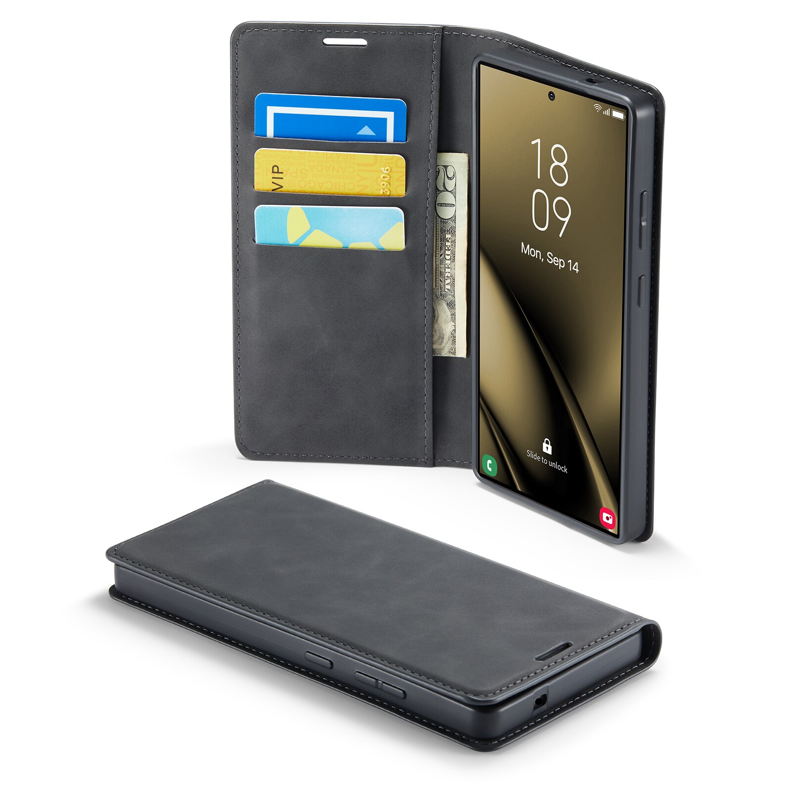 Samsung Galaxy S25 Ultra Slankt etui med kortholder, Sort