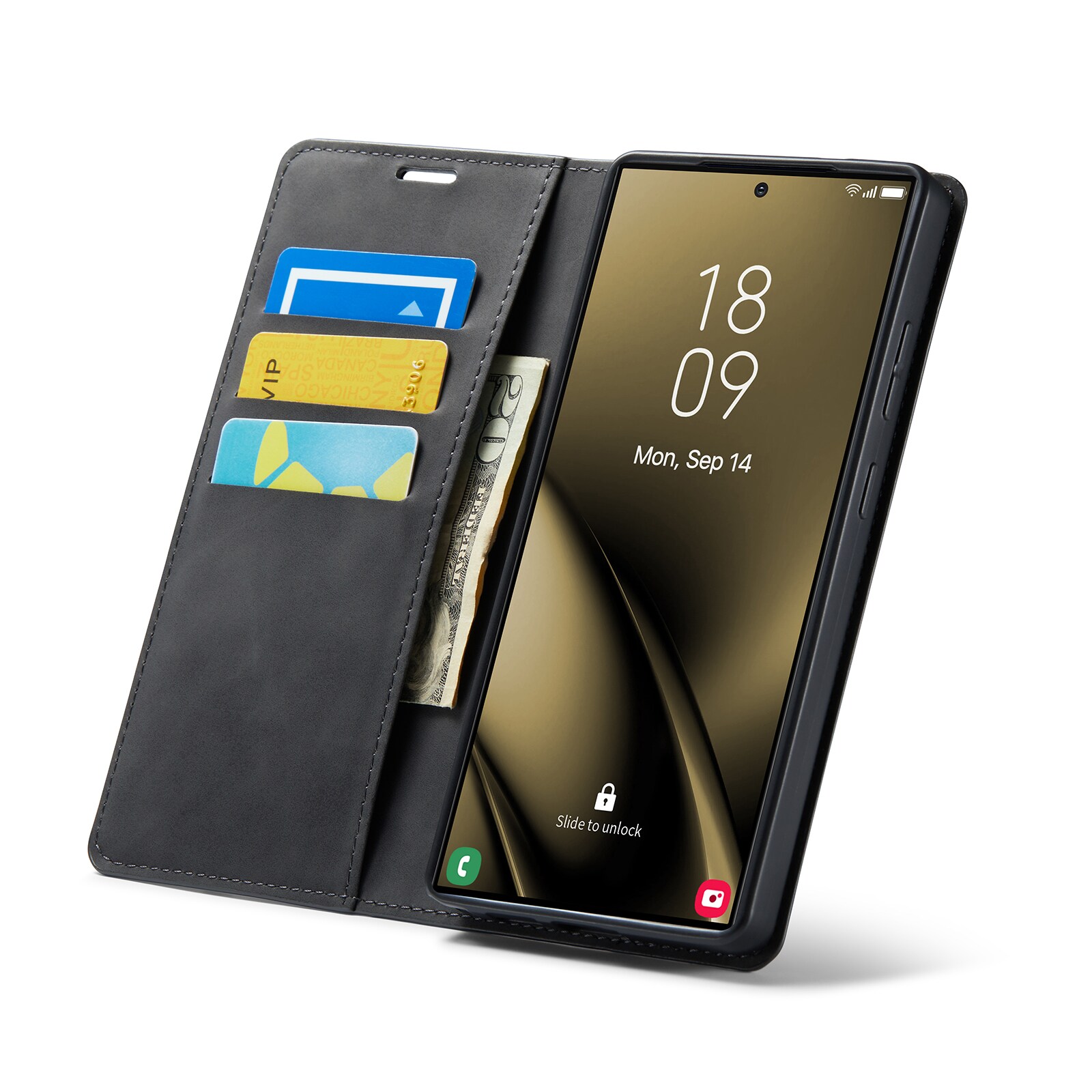 Samsung Galaxy S25 Ultra Slankt etui med kortholder, Sort