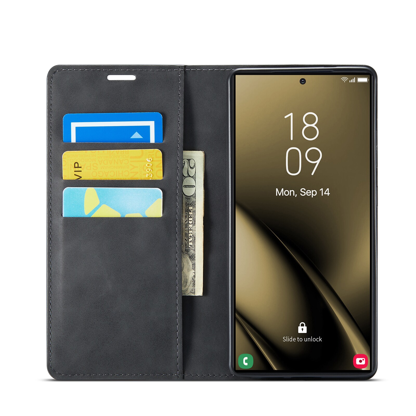 Samsung Galaxy S25 Ultra Slankt etui med kortholder, Sort