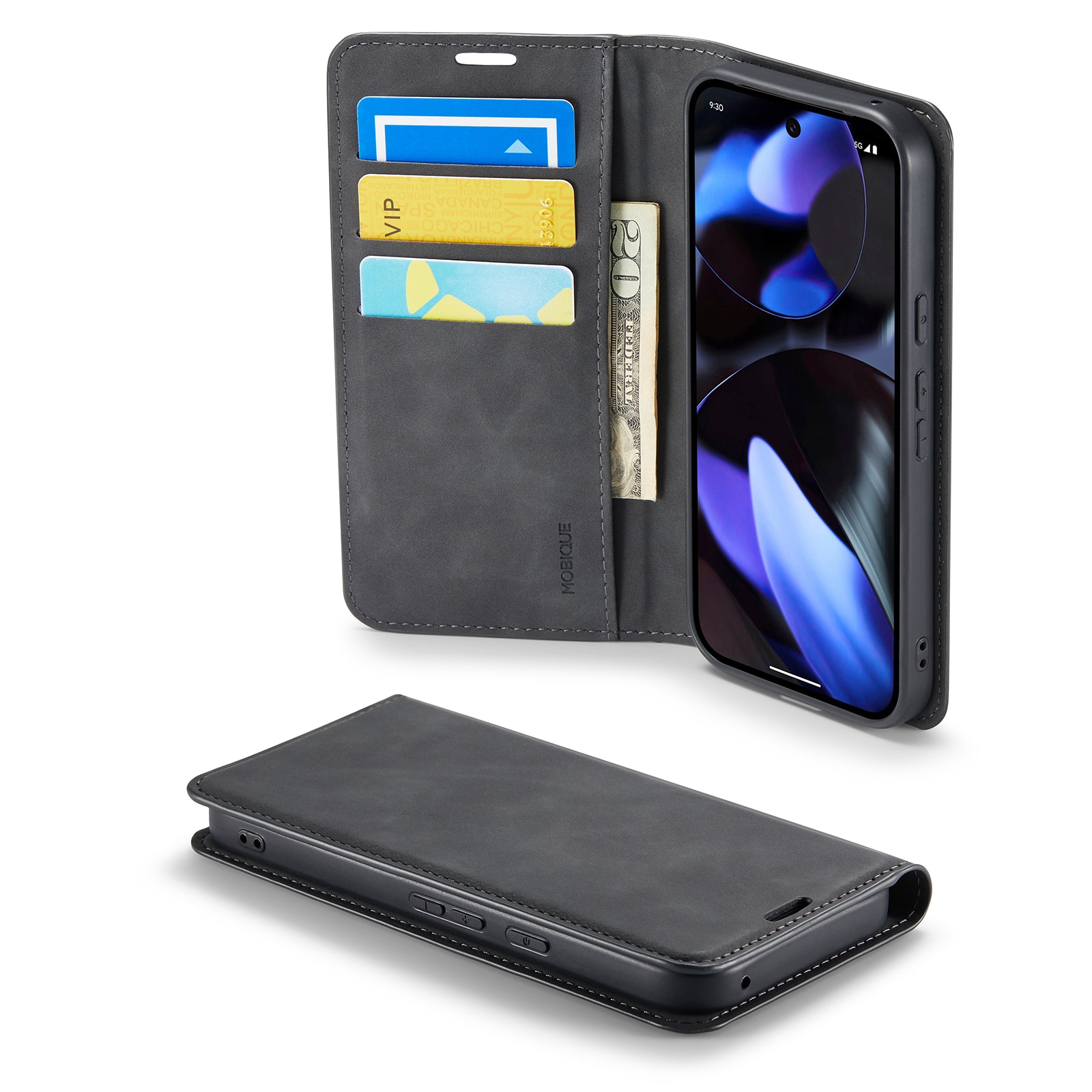 Google Pixel 9a Slankt etui med kortholder, Sort