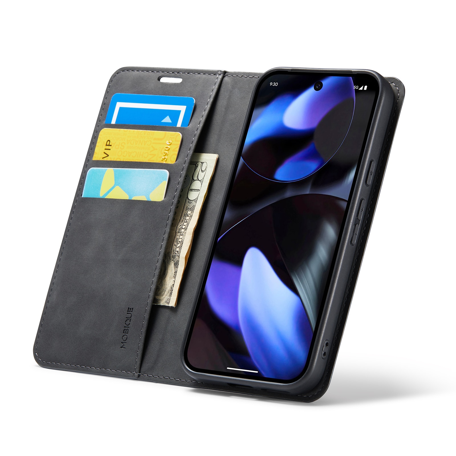 Google Pixel 9a Slankt etui med kortholder, Sort