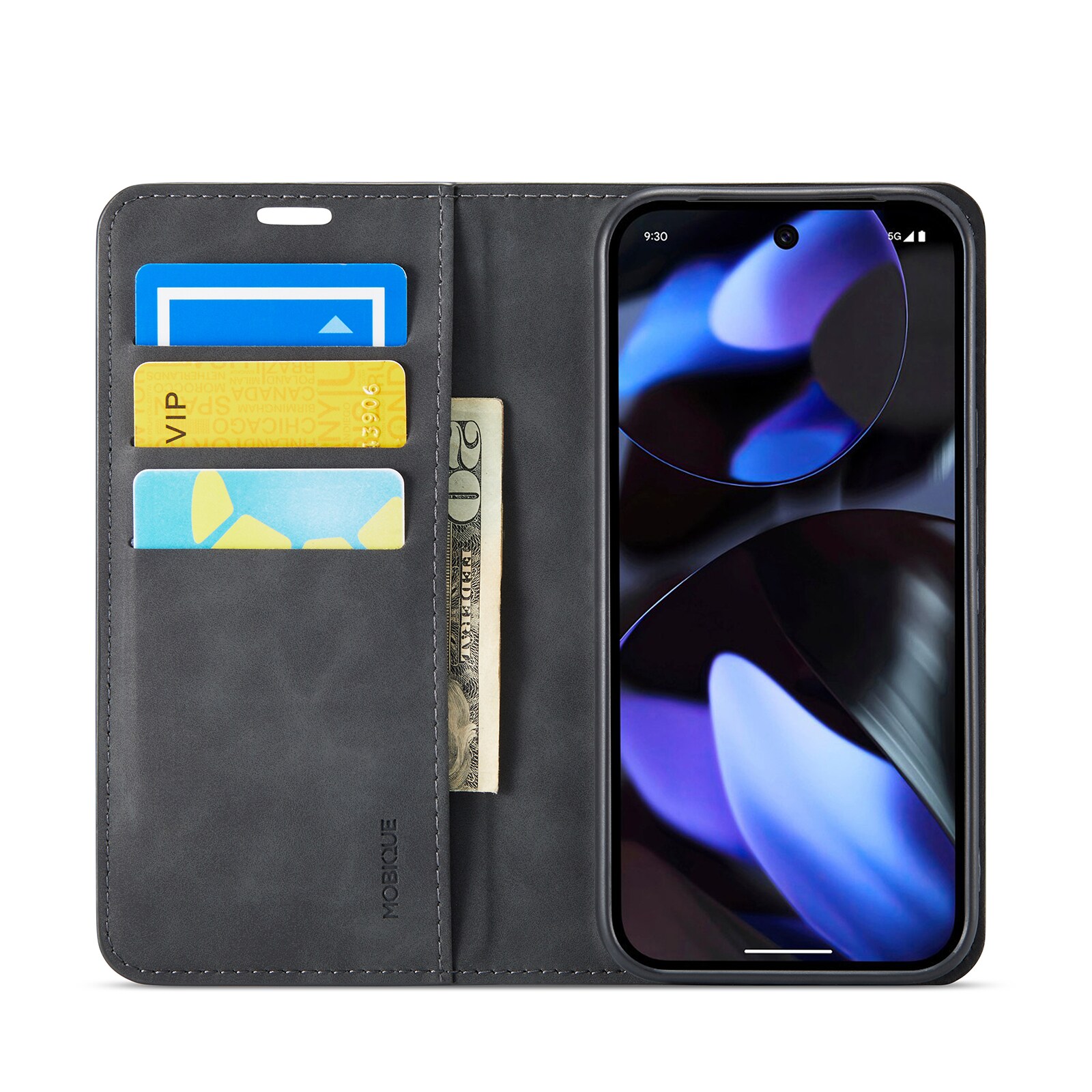 Google Pixel 9a Slankt etui med kortholder, Sort