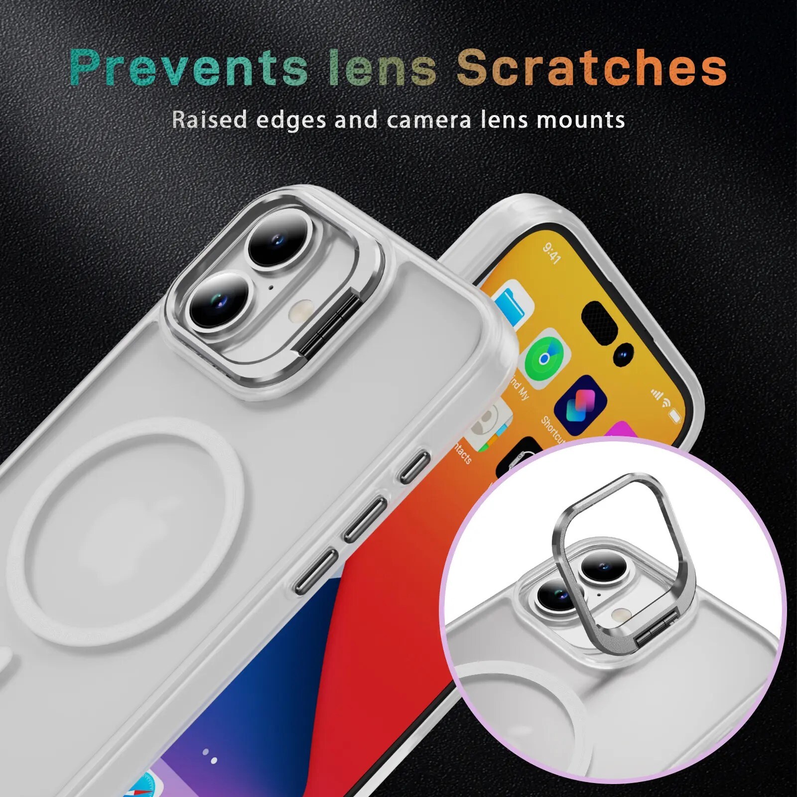 iPhone 16 Hybridcover med MagSafe og kickstand, Gennemsigtig