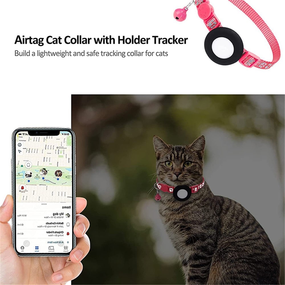 Apple AirTag Kattehalsbånd med refleks, Lyserød