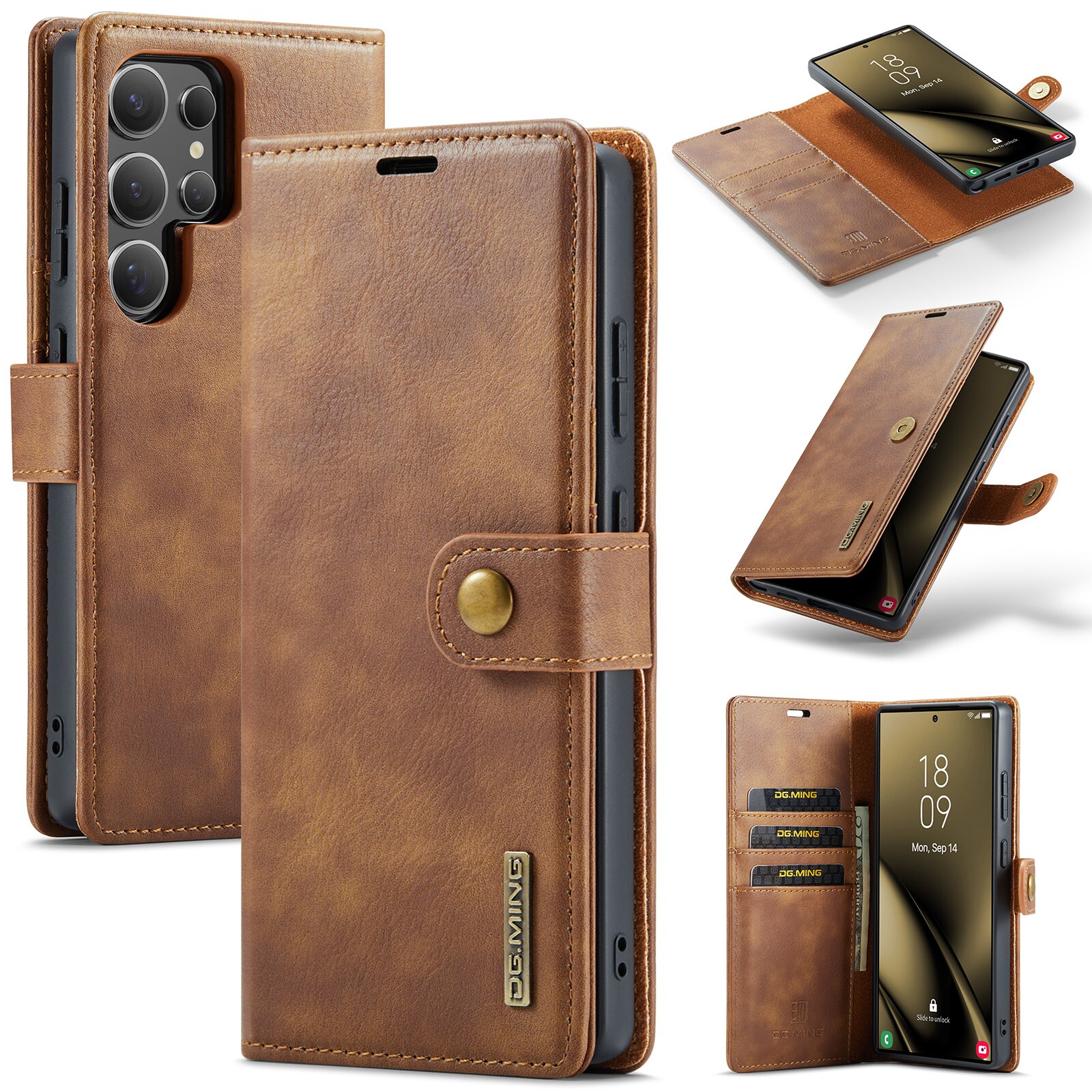 Samsung Galaxy S25 Ultra Pungetui med aftageligt cover, Cognac