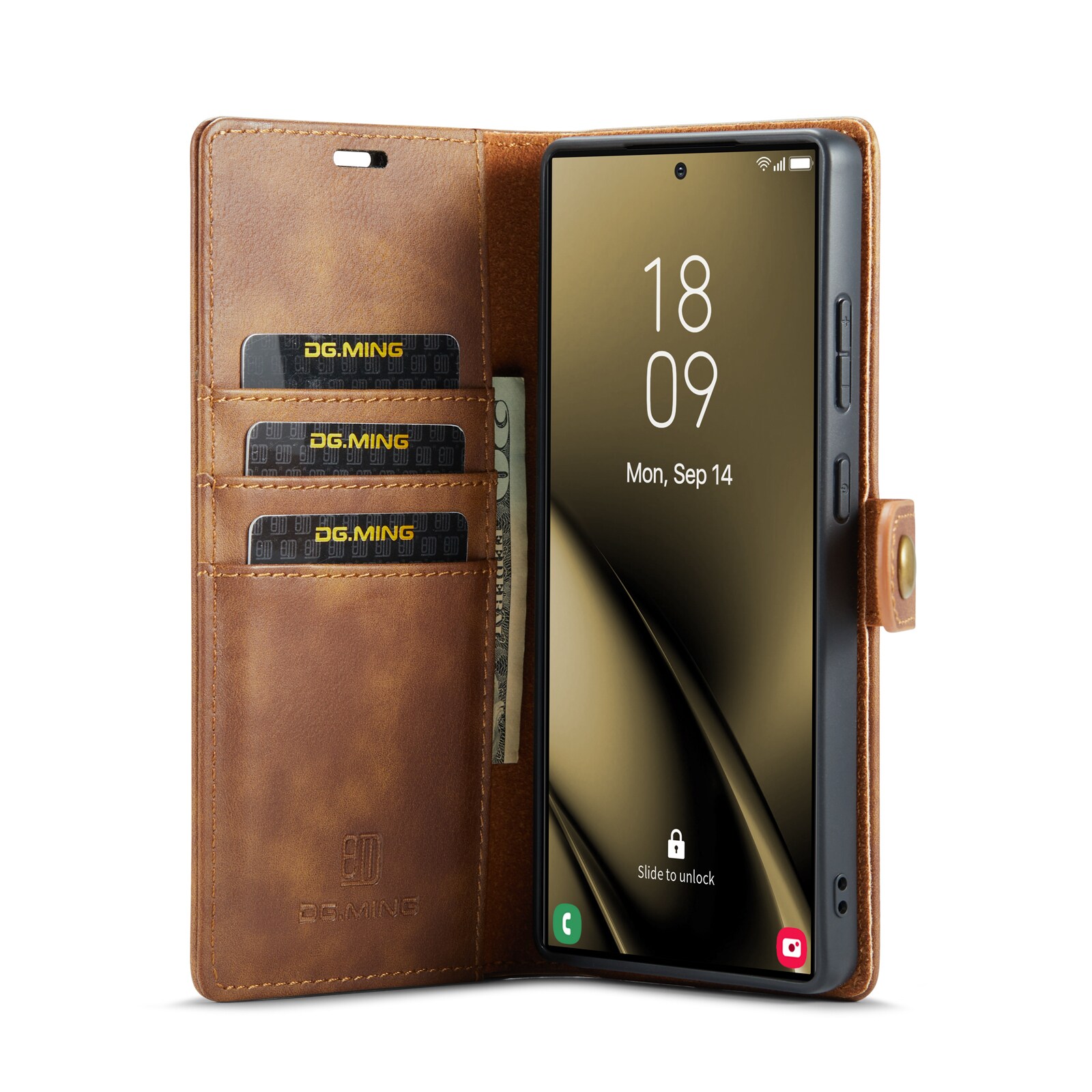 Samsung Galaxy S25 Ultra Pungetui med aftageligt cover, Cognac