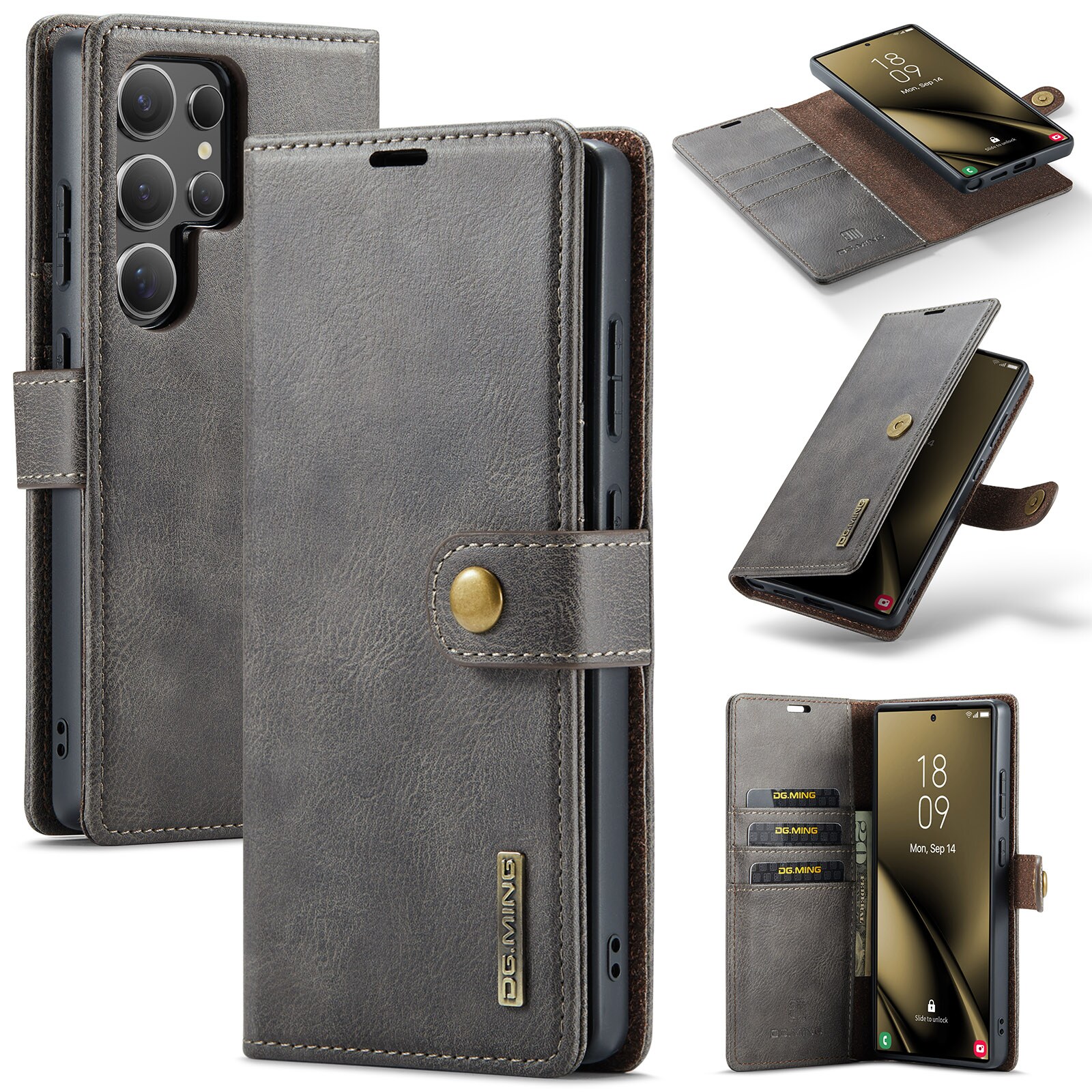 Samsung Galaxy S25 Ultra Pungetui med aftageligt cover, Brown