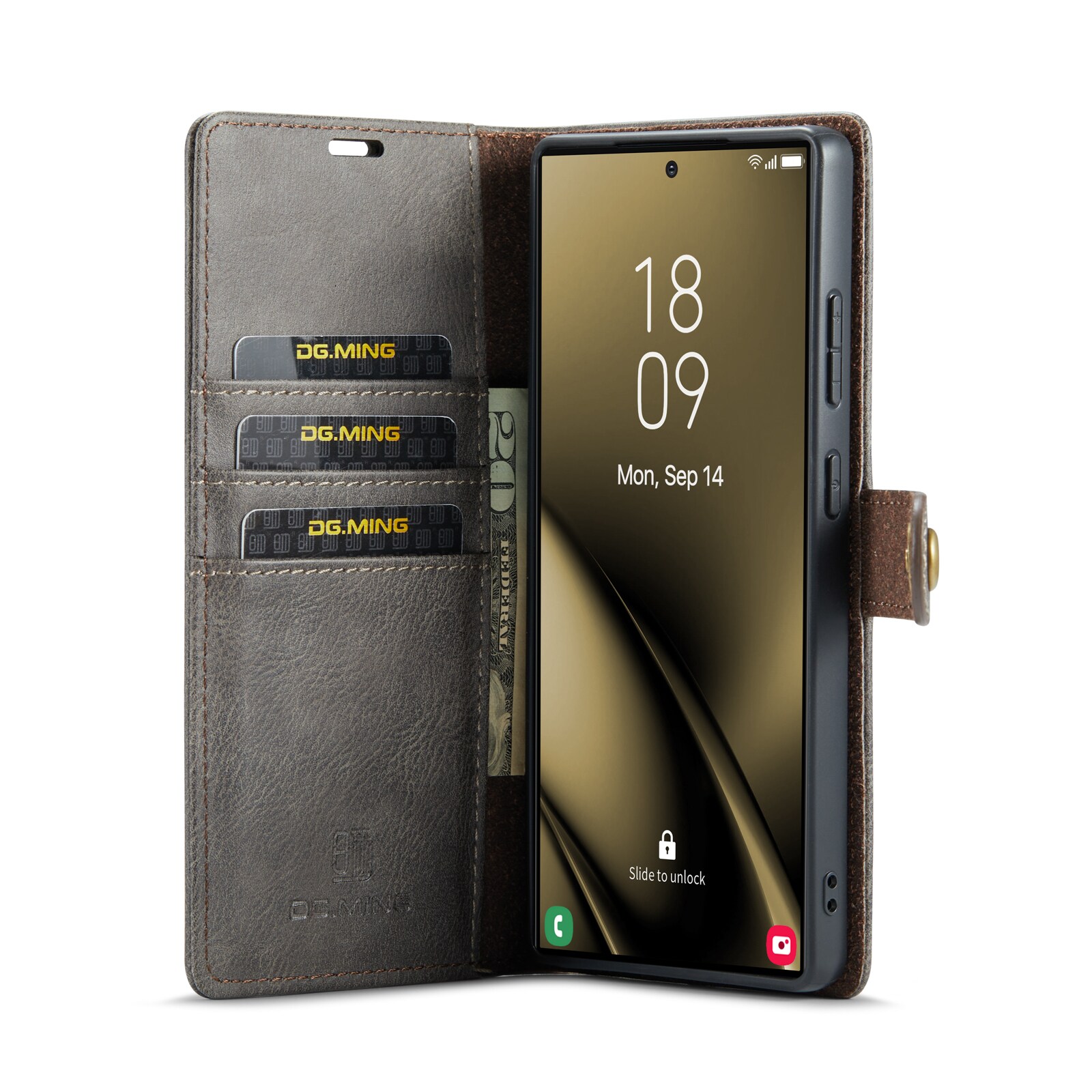 Samsung Galaxy S25 Ultra Pungetui med aftageligt cover, Brown