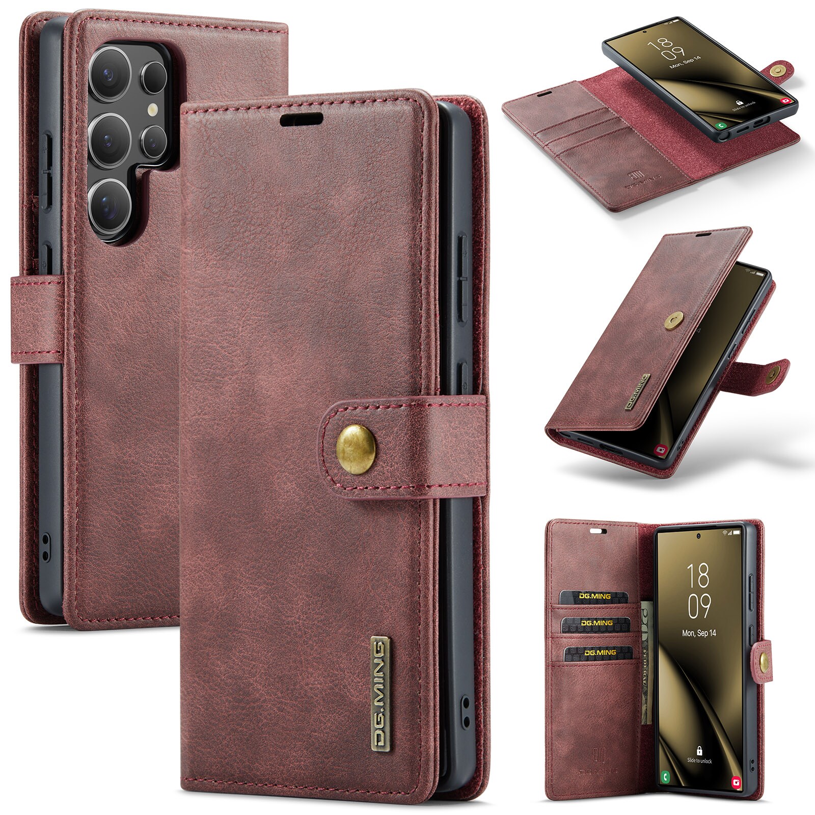 Samsung Galaxy S25 Ultra Pungetui med aftageligt cover, Red