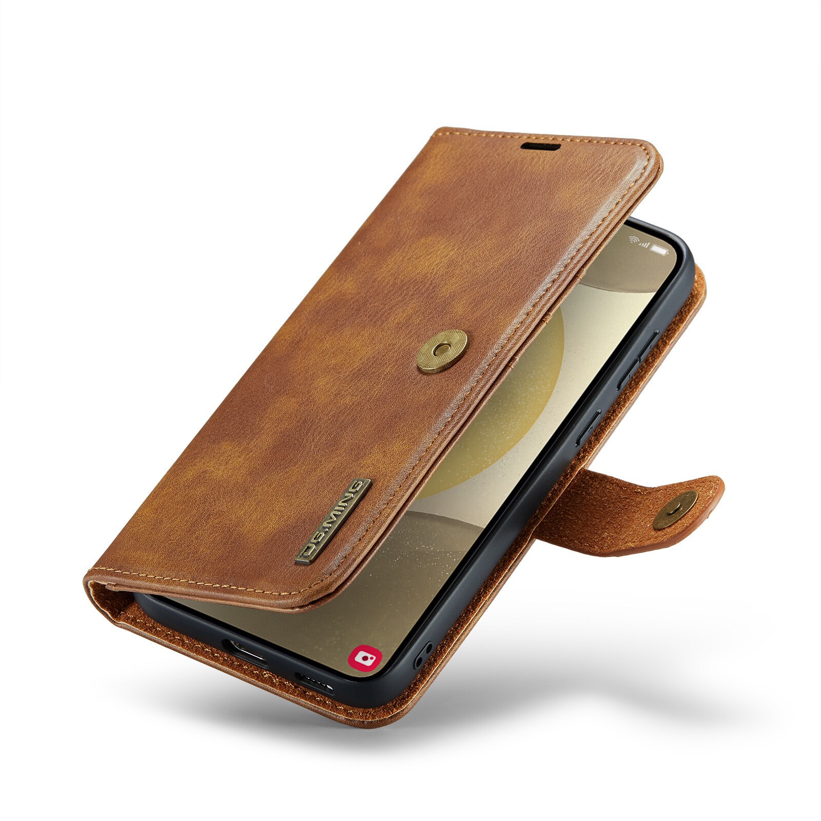 Samsung Galaxy S25 Pungetui med aftageligt cover, Cognac