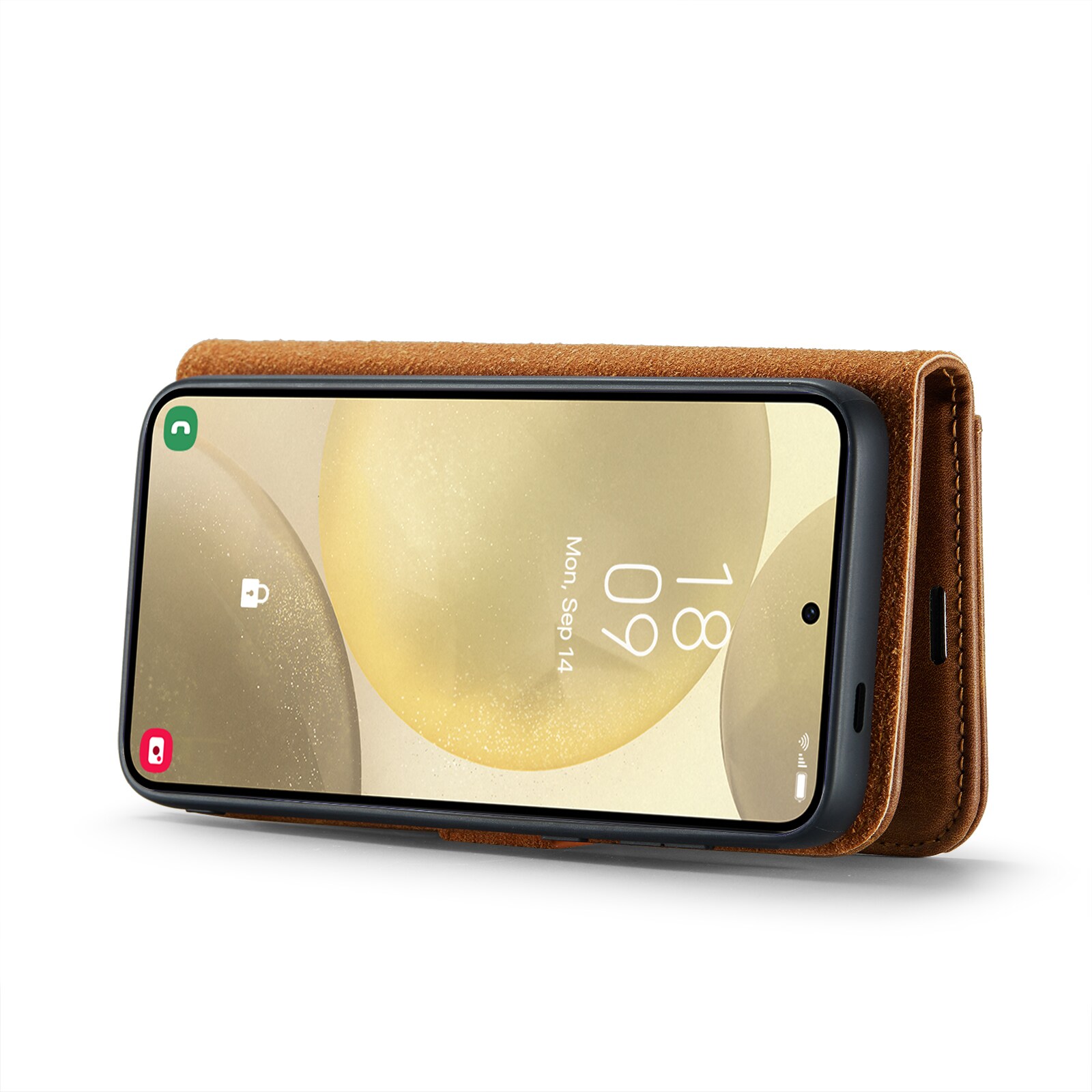 Samsung Galaxy S25 Pungetui med aftageligt cover, Cognac