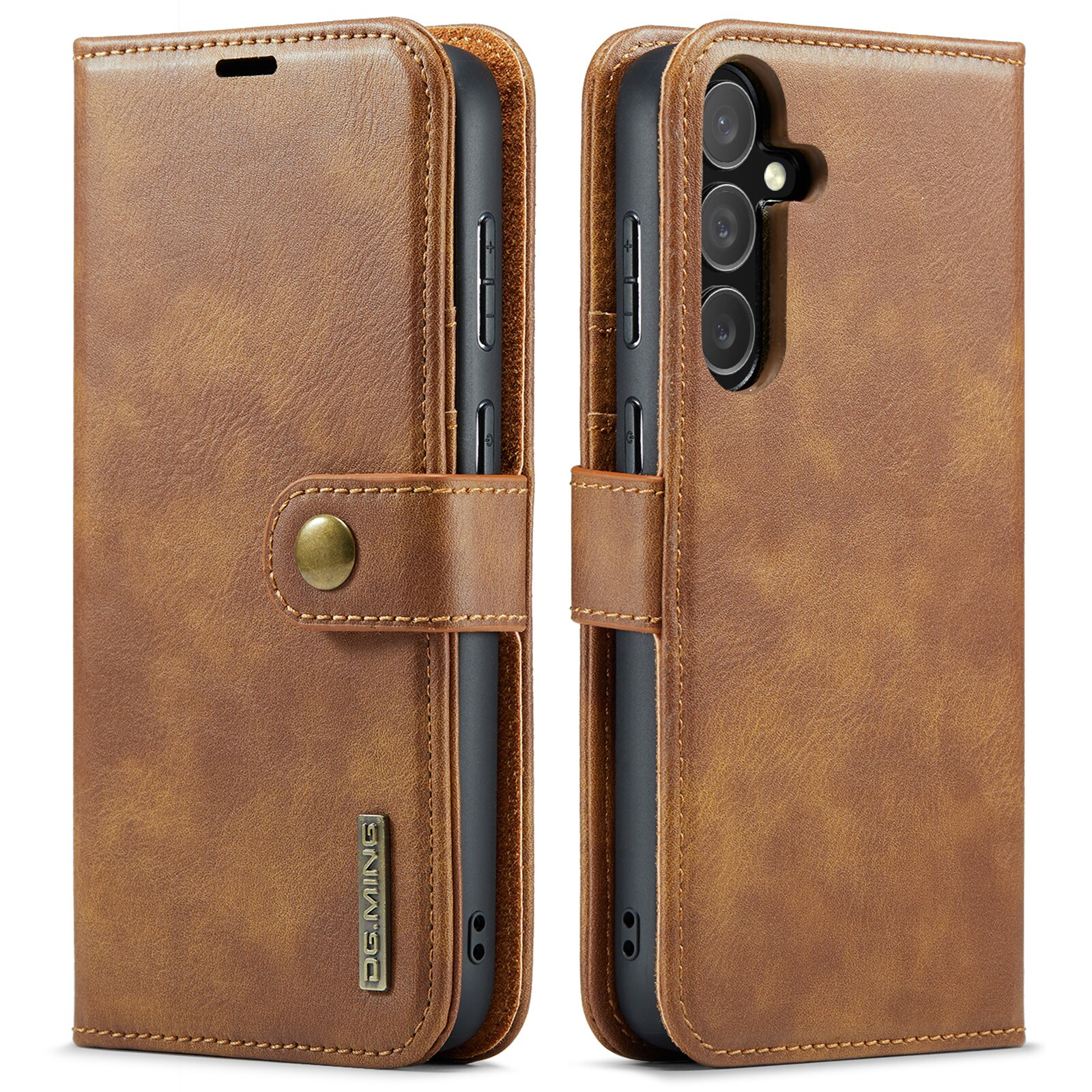 Samsung Galaxy S25 Pungetui med aftageligt cover, Cognac