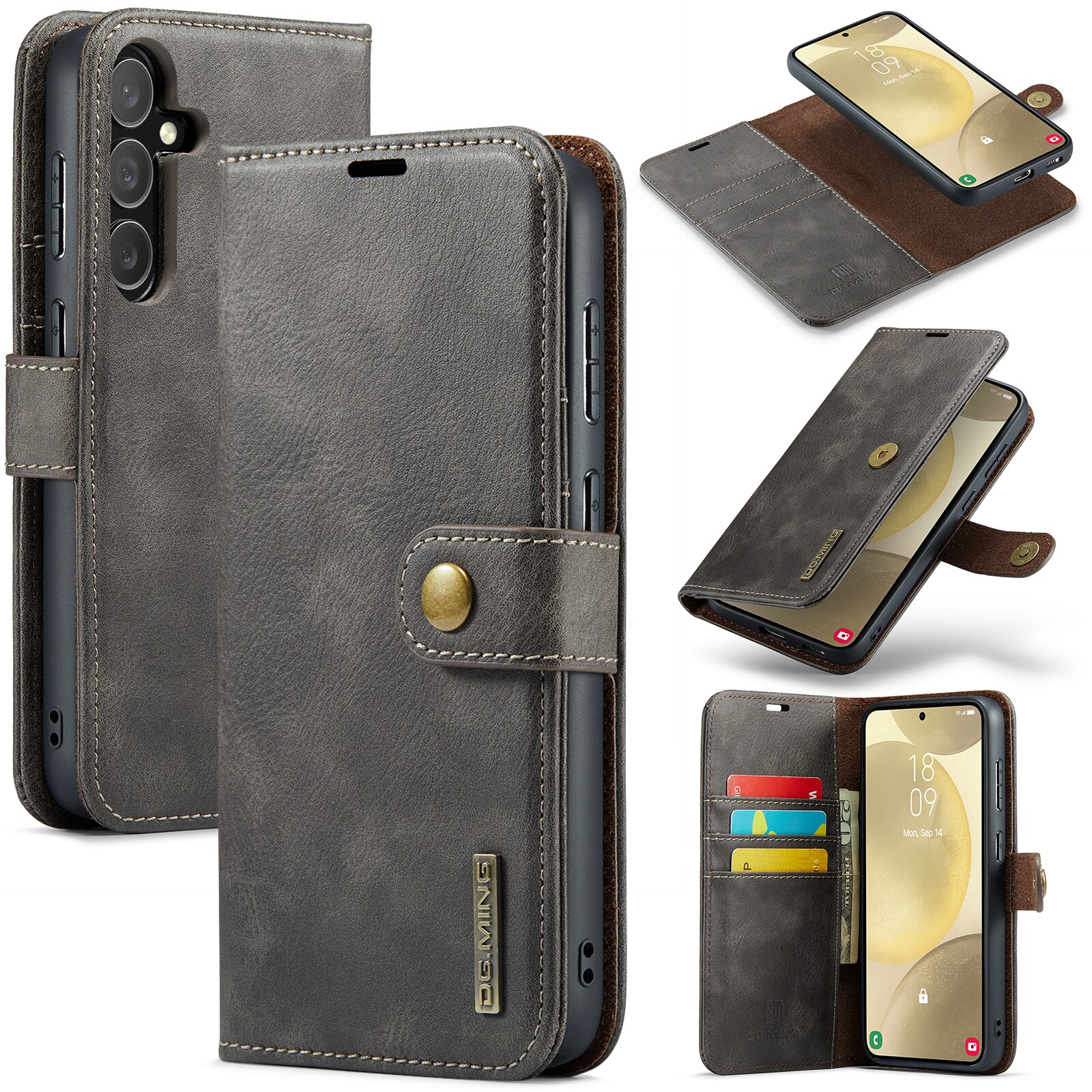 Samsung Galaxy S25 Pungetui med aftageligt cover, Brown