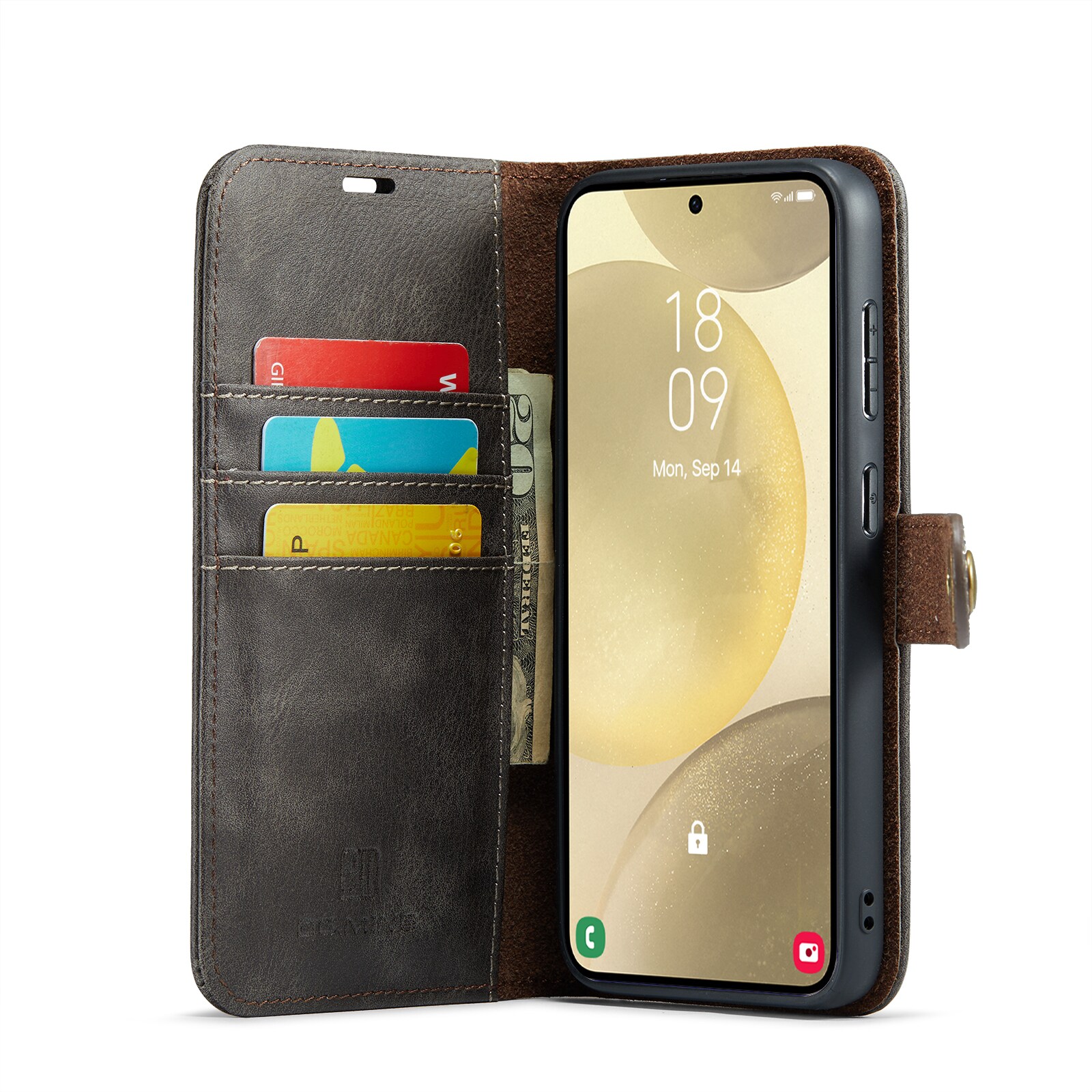 Samsung Galaxy S25 Pungetui med aftageligt cover, Brown