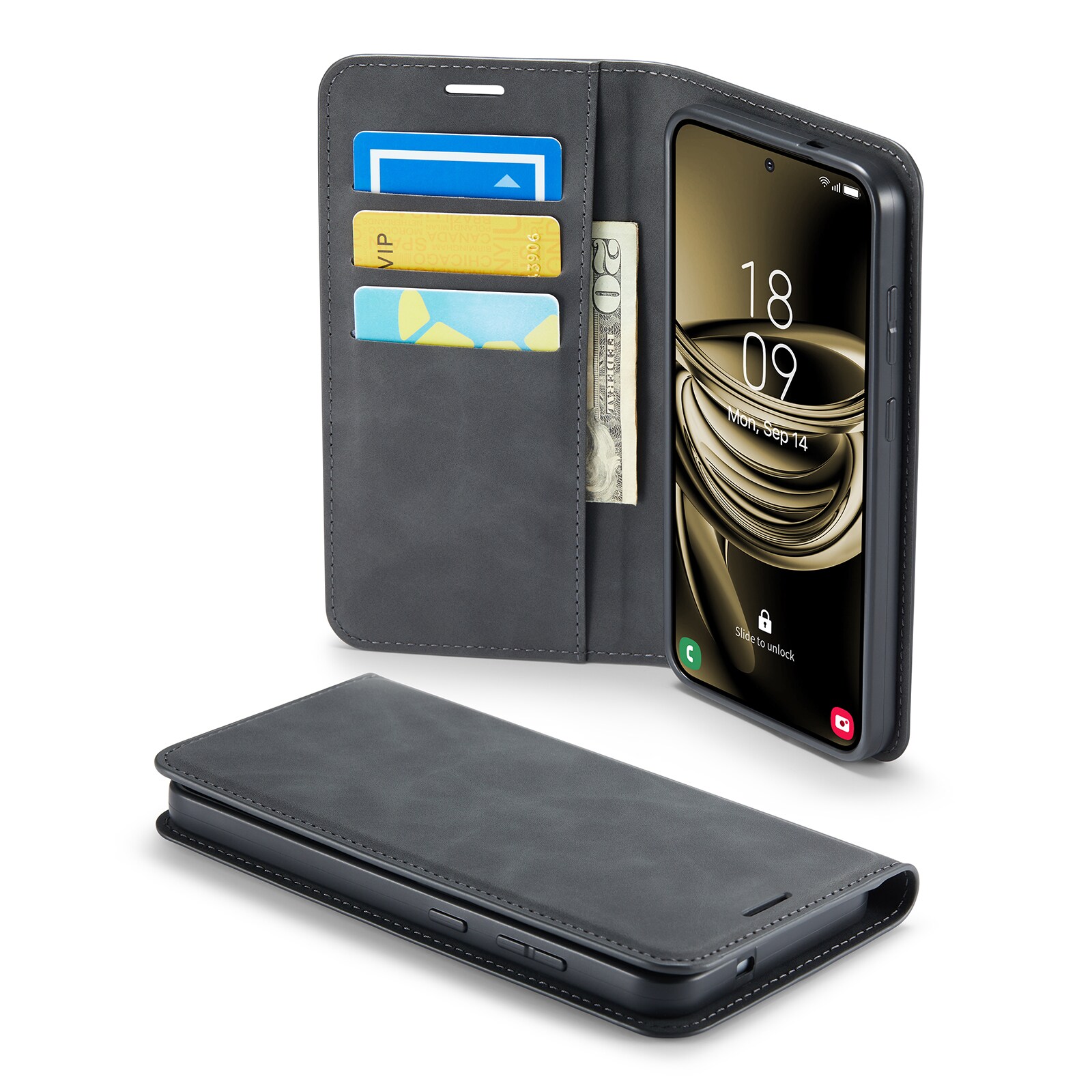Samsung Galaxy S25 Slankt etui med kortholder, Sort