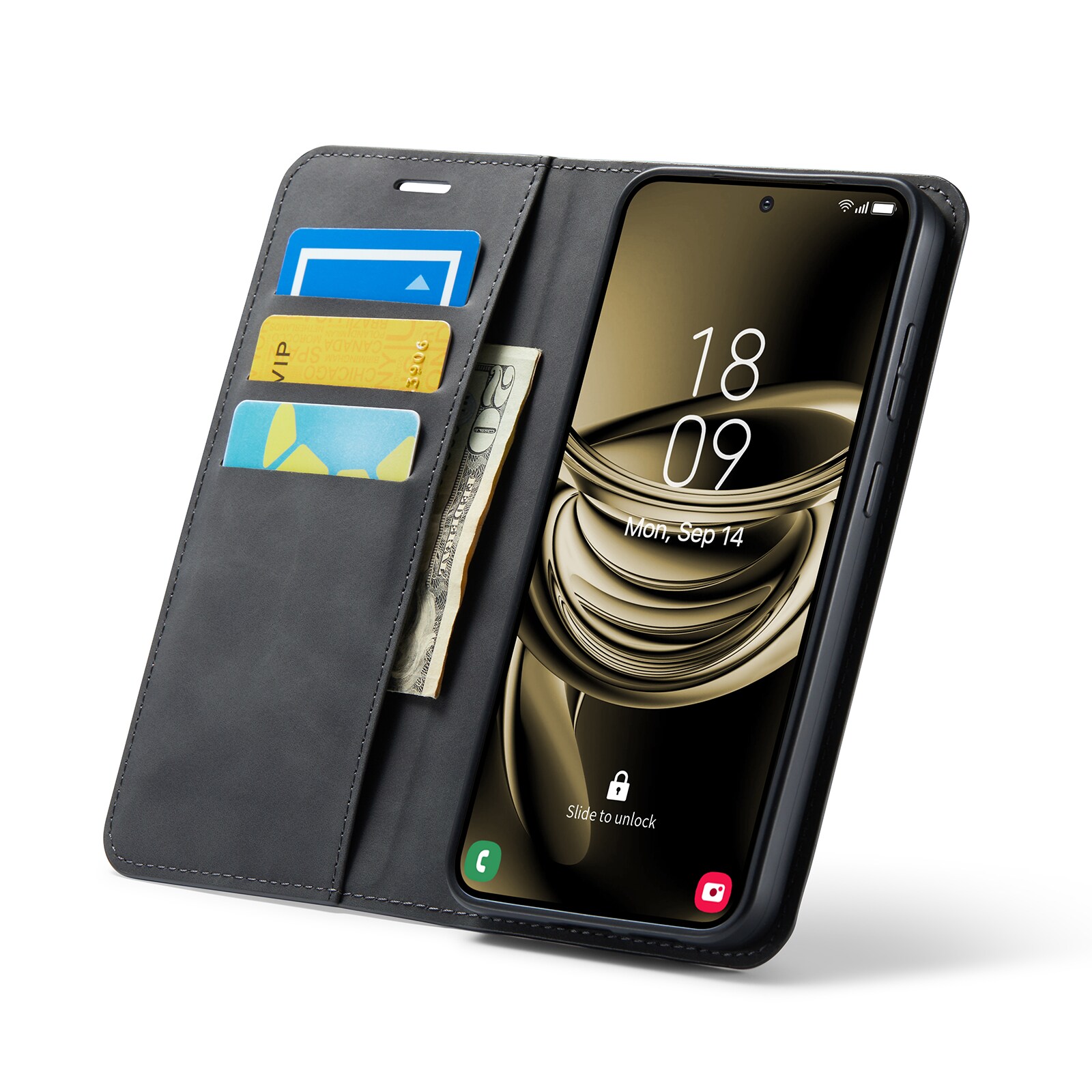 Samsung Galaxy S25 Slankt etui med kortholder, Sort