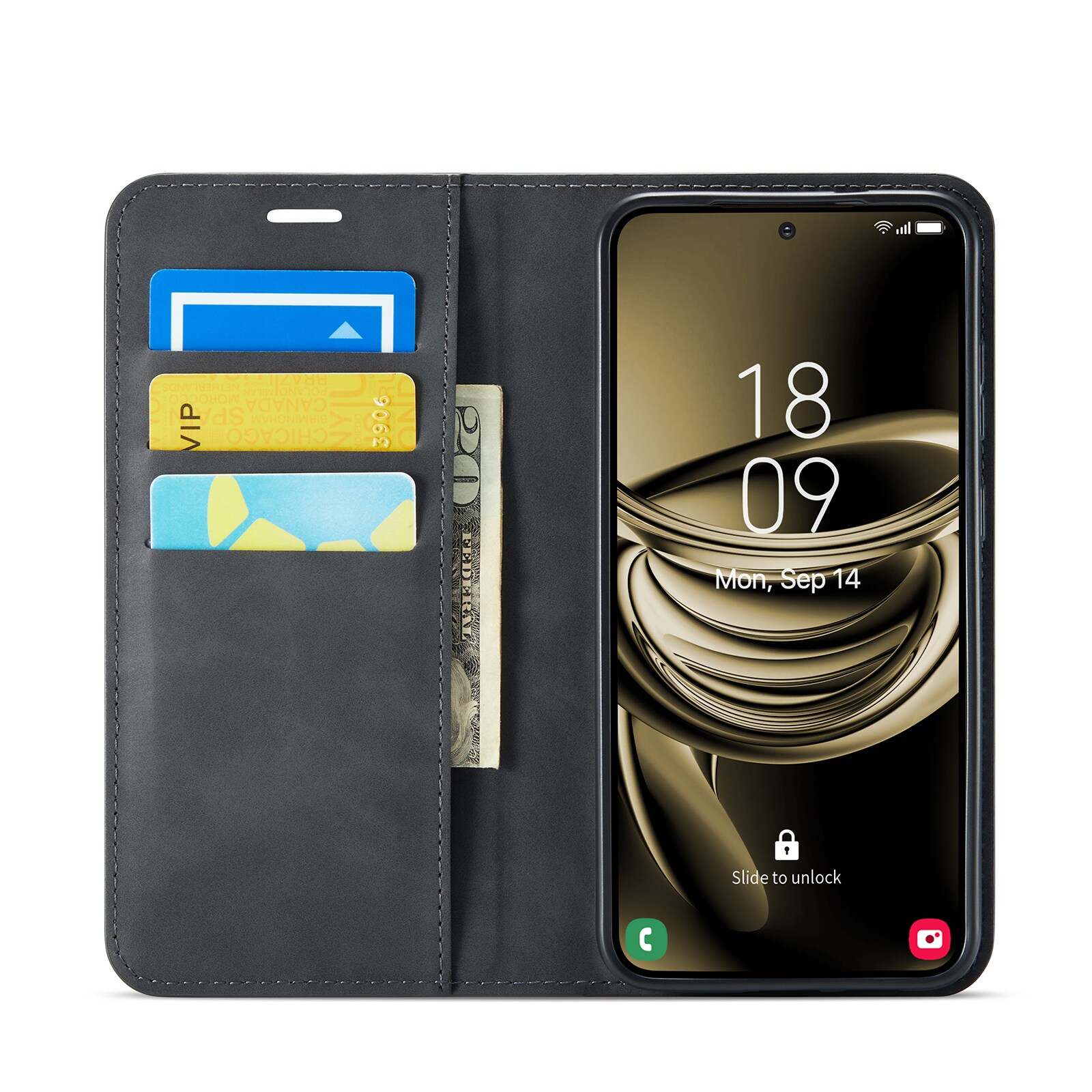 Samsung Galaxy S25 Slankt etui med kortholder, Sort