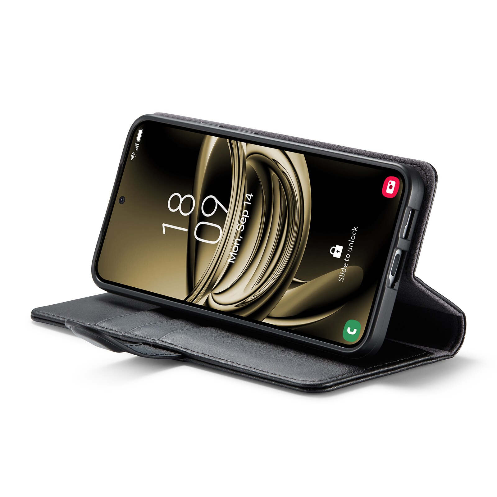 Samsung Galaxy S25 Pungetui i ægte læder, Sort