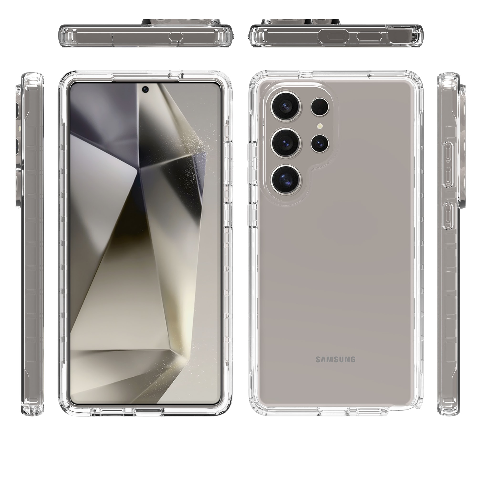Samsung Galaxy S25 Ultra Stødsikkert mobilcover med beskyttelsesramme Gennemsigtig