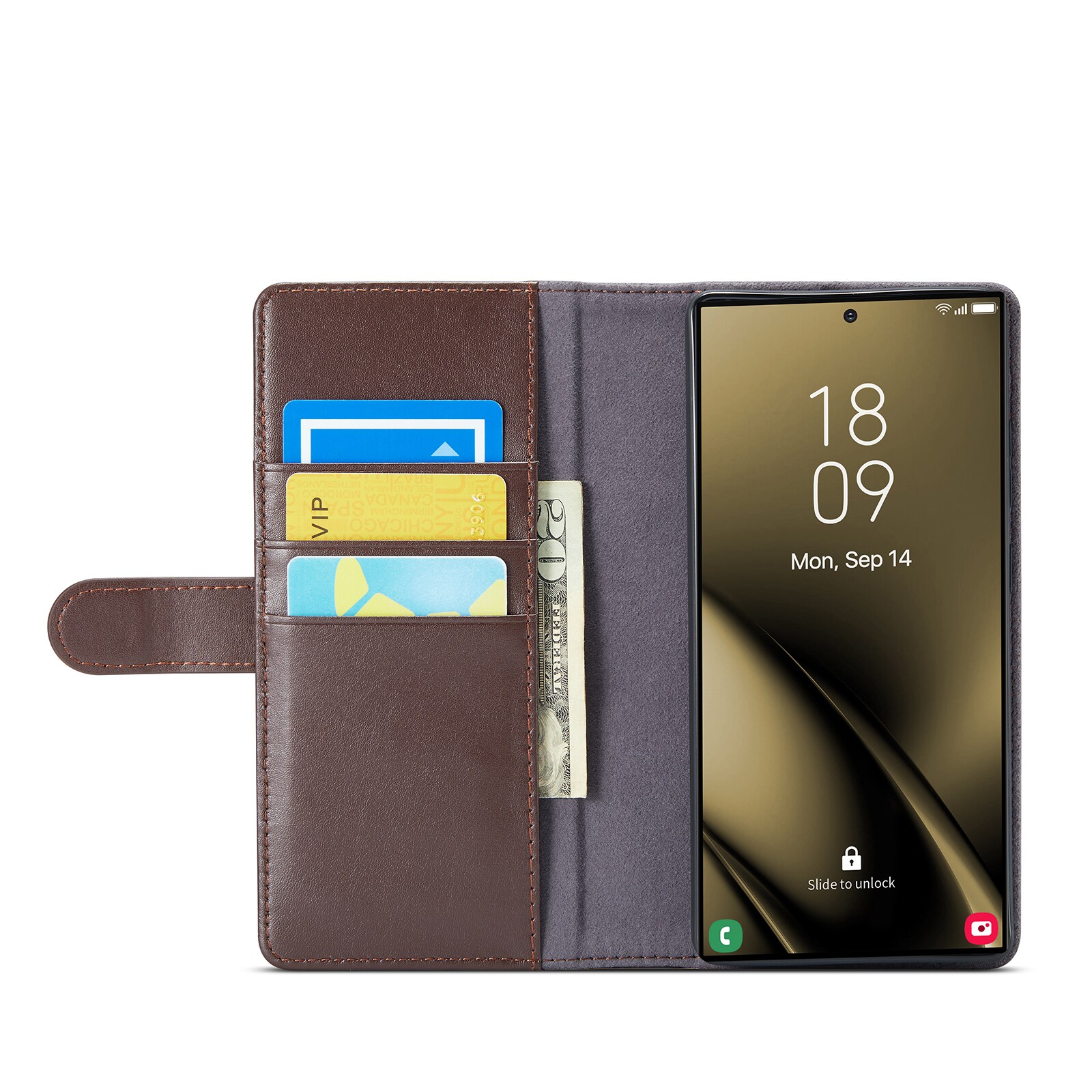 Samsung Galaxy S25 Ultra Pungetui i ægte læder, Brun