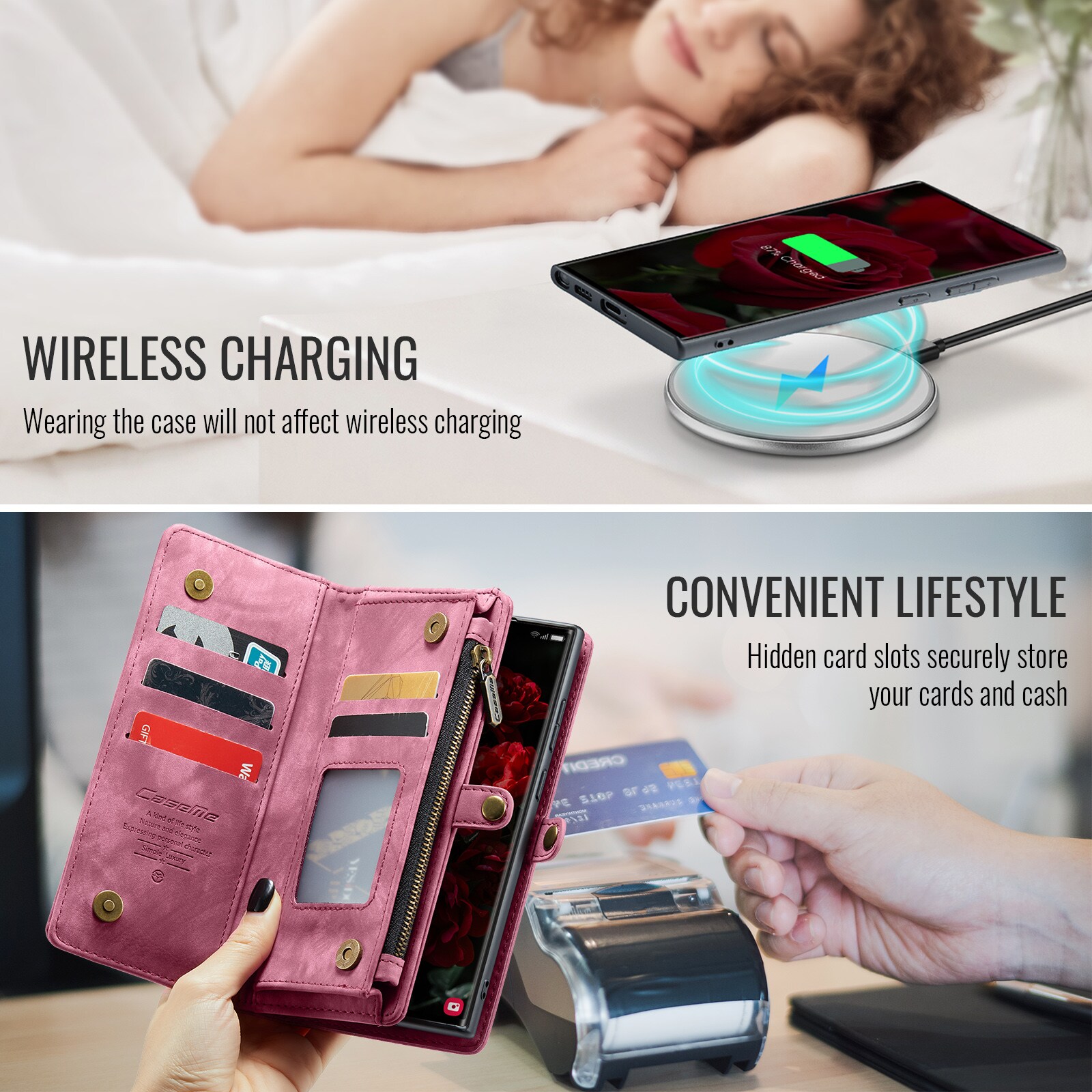 Samsung Galaxy S25 Ultra Rummeligt pungetui med mange kortholdere, Rød