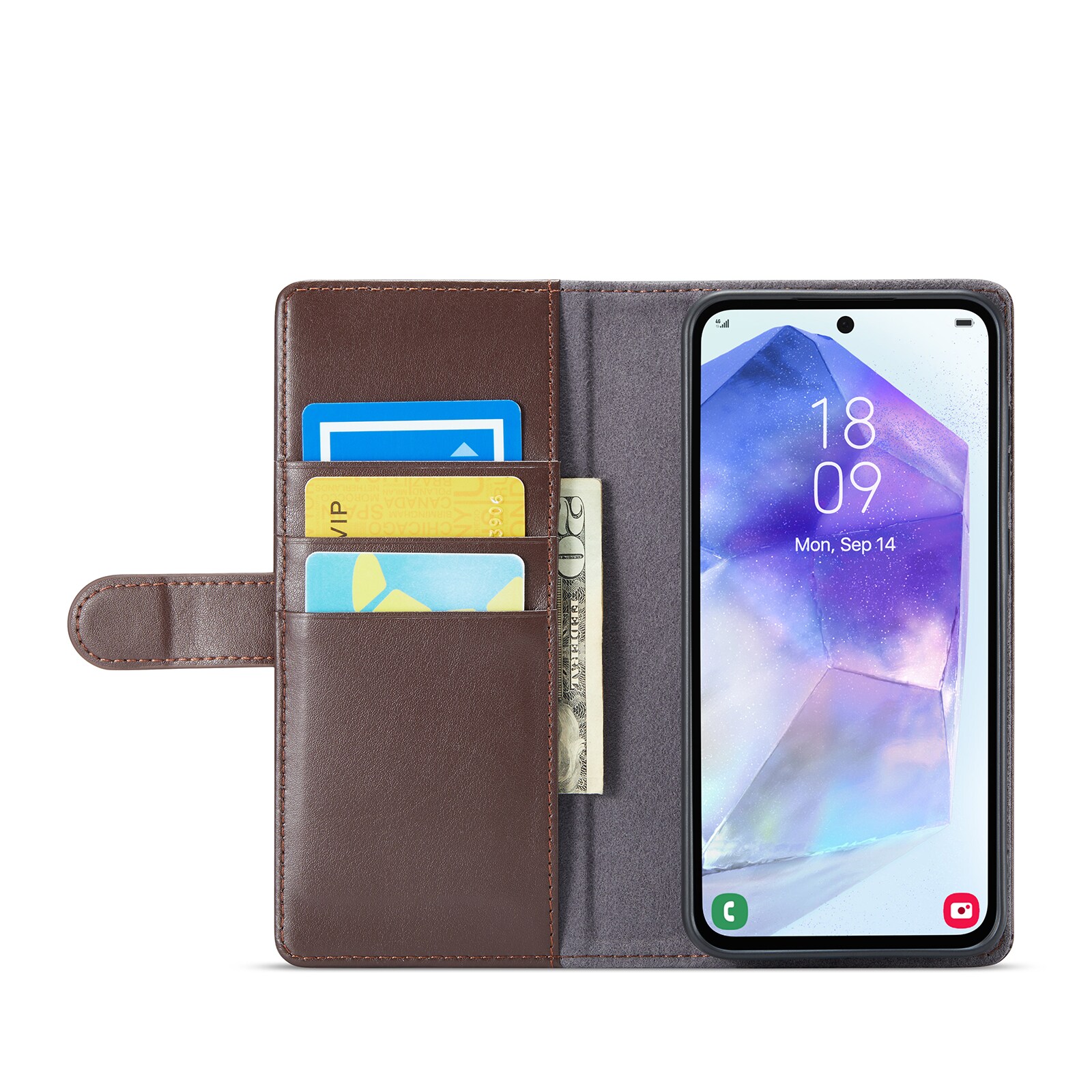 Samsung Galaxy A36 Pungetui i ægte læder, Brun