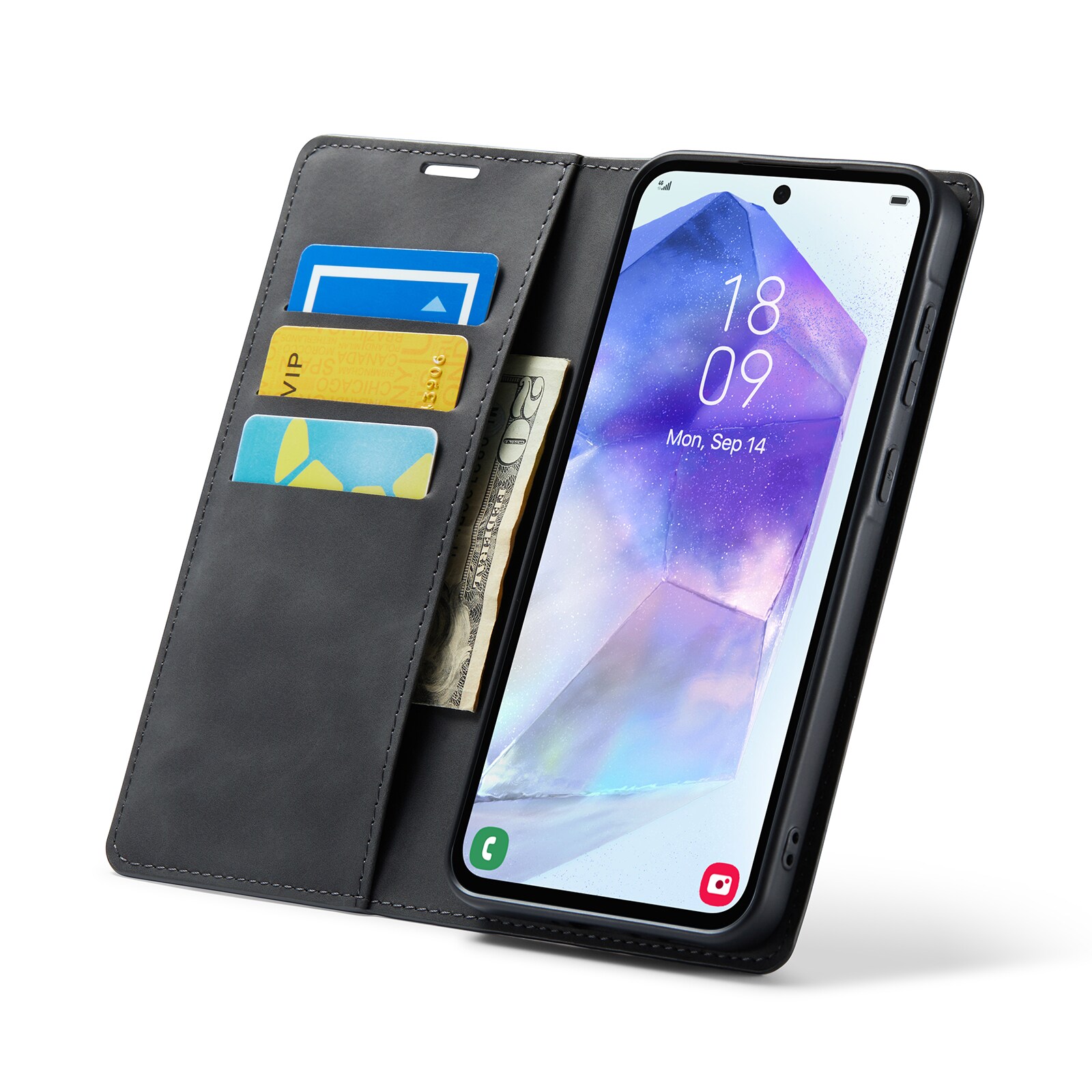Samsung Galaxy A56 Slankt etui med kortholder, Sort