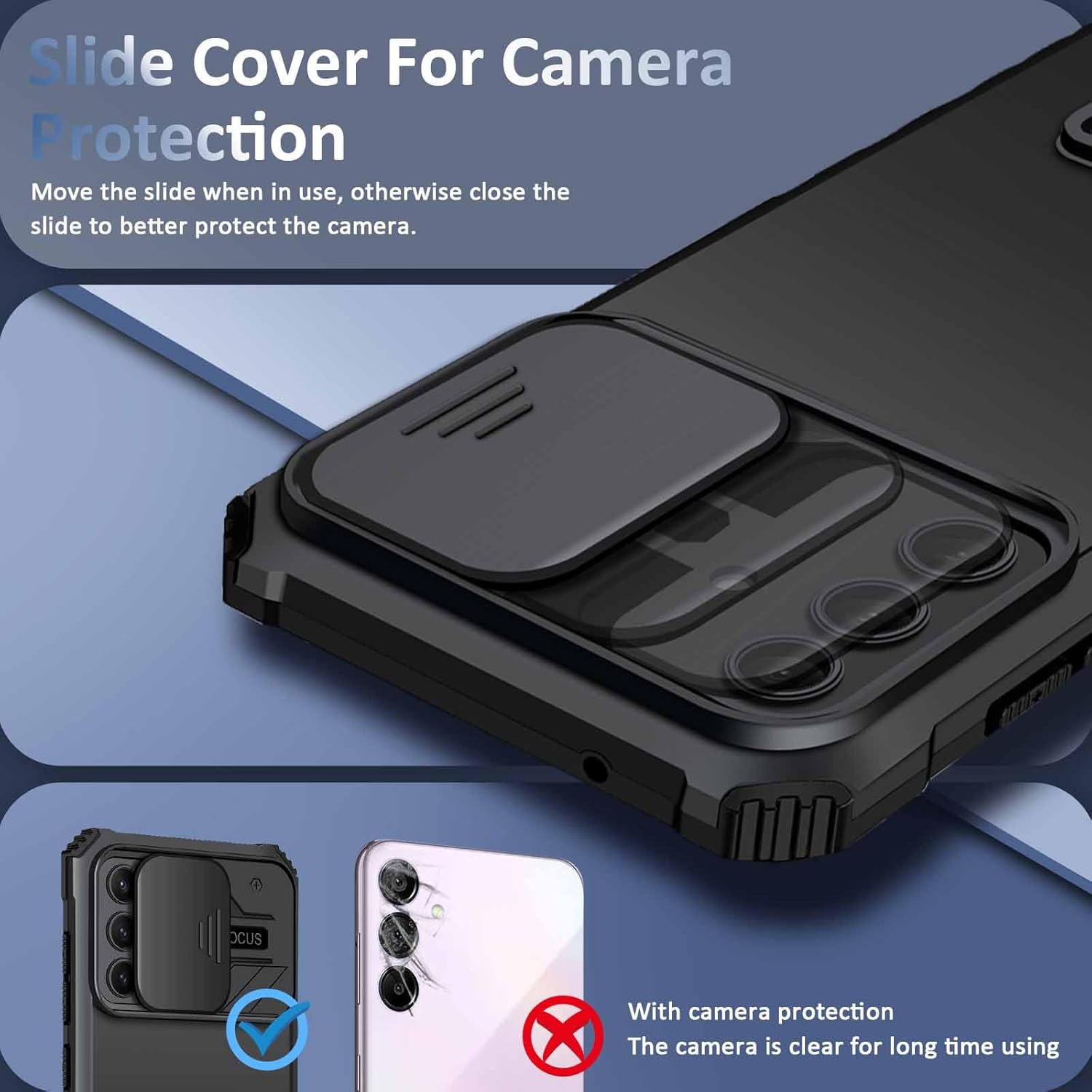 Samsung Galaxy S25 Cover med Kickstand & Kamerabeskyttelse, Sort