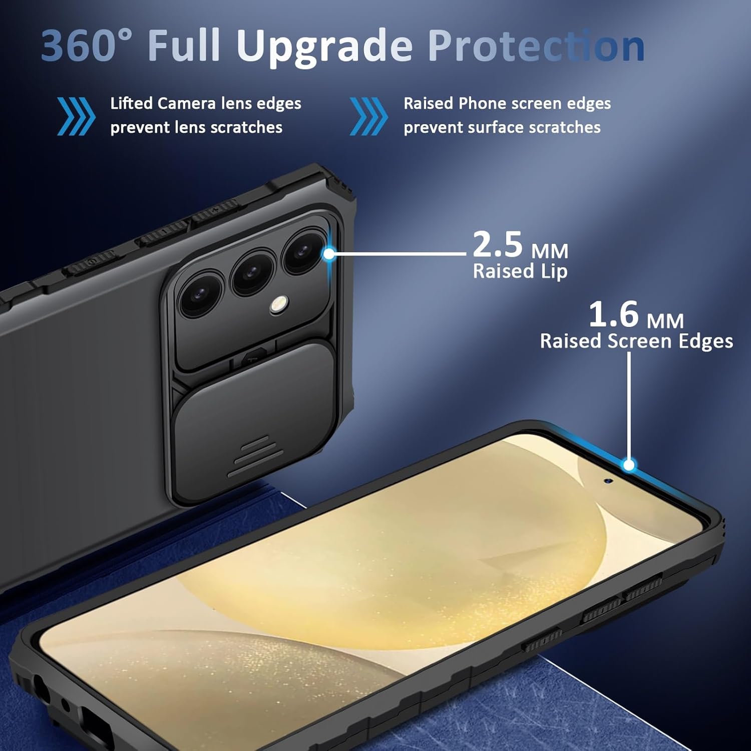Samsung Galaxy S25 Cover med Kickstand & Kamerabeskyttelse, Sort