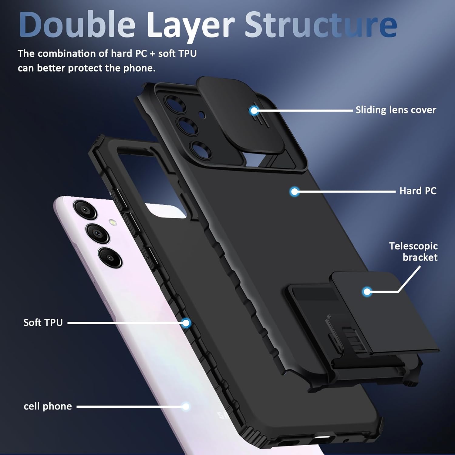 Samsung Galaxy S25 Cover med Kickstand & Kamerabeskyttelse, Sort