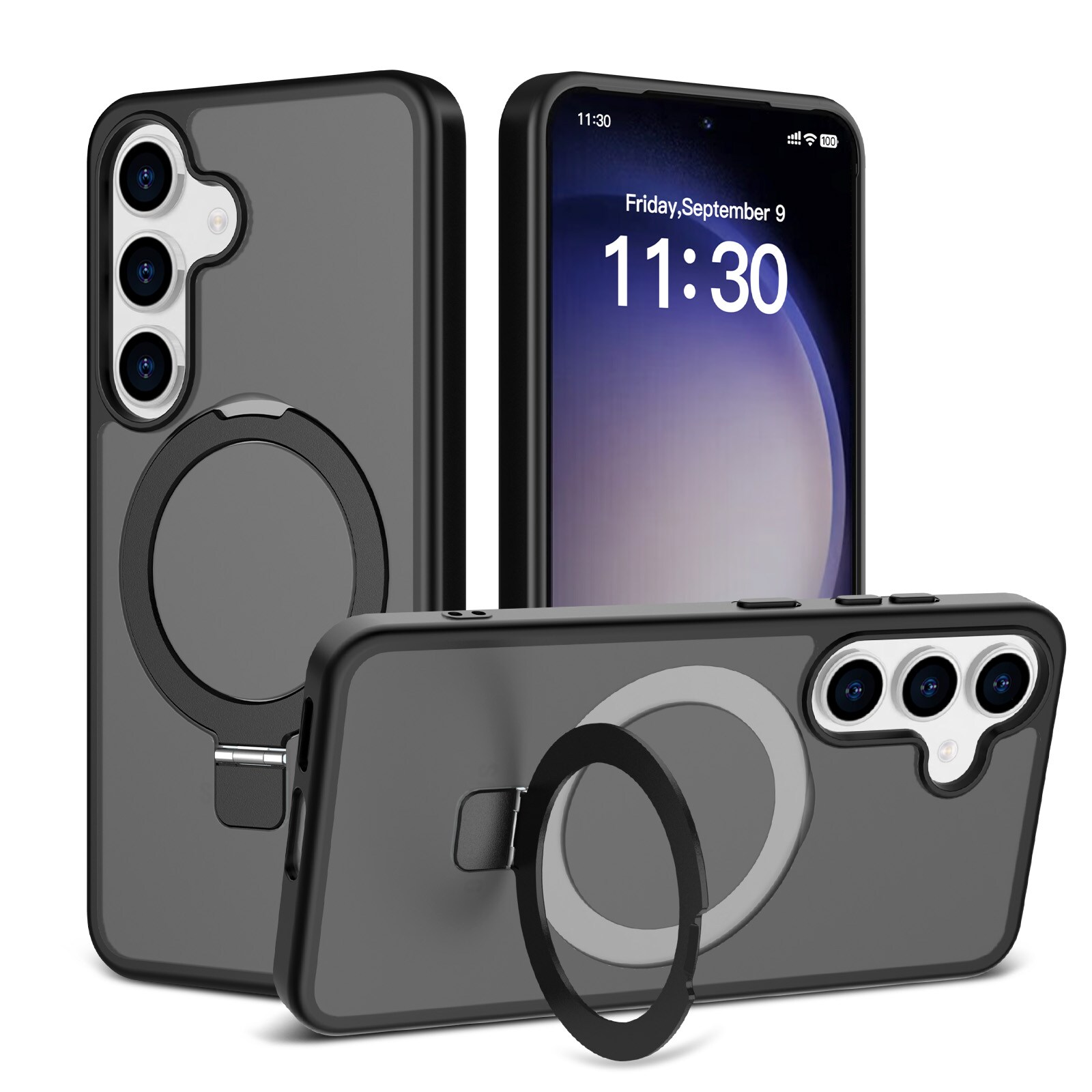 Samsung Galaxy S25 Plus Magnetic hybridcover med stativfunktion, Sort