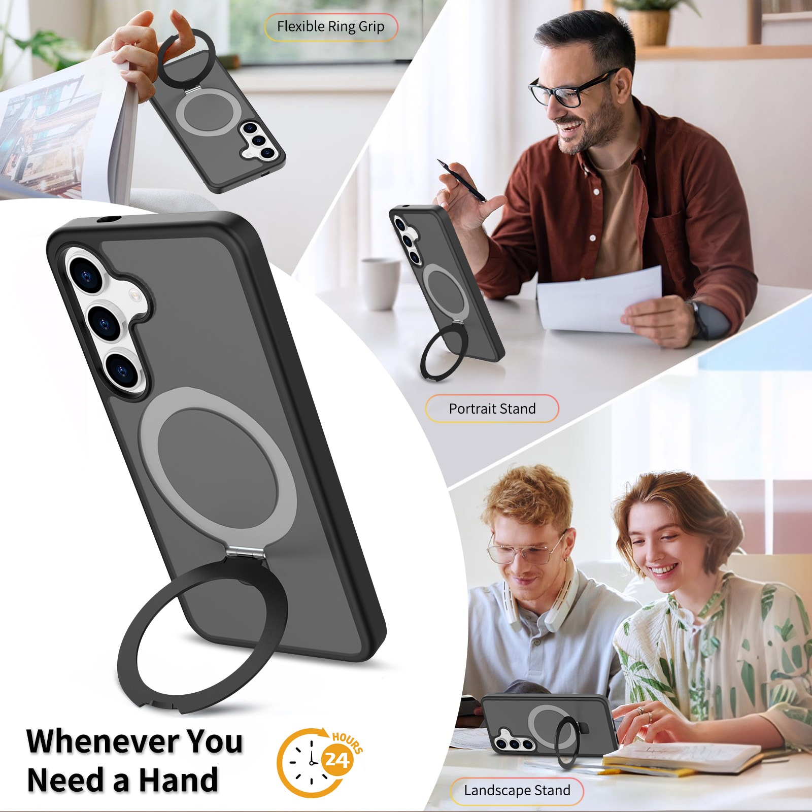 Samsung Galaxy S25 Plus Magnetic hybridcover med stativfunktion, Sort