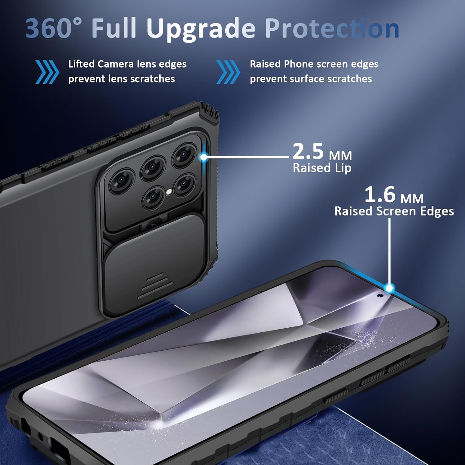 Samsung Galaxy S25 Ultra Cover med Kickstand & Kamerabeskyttelse, Sort
