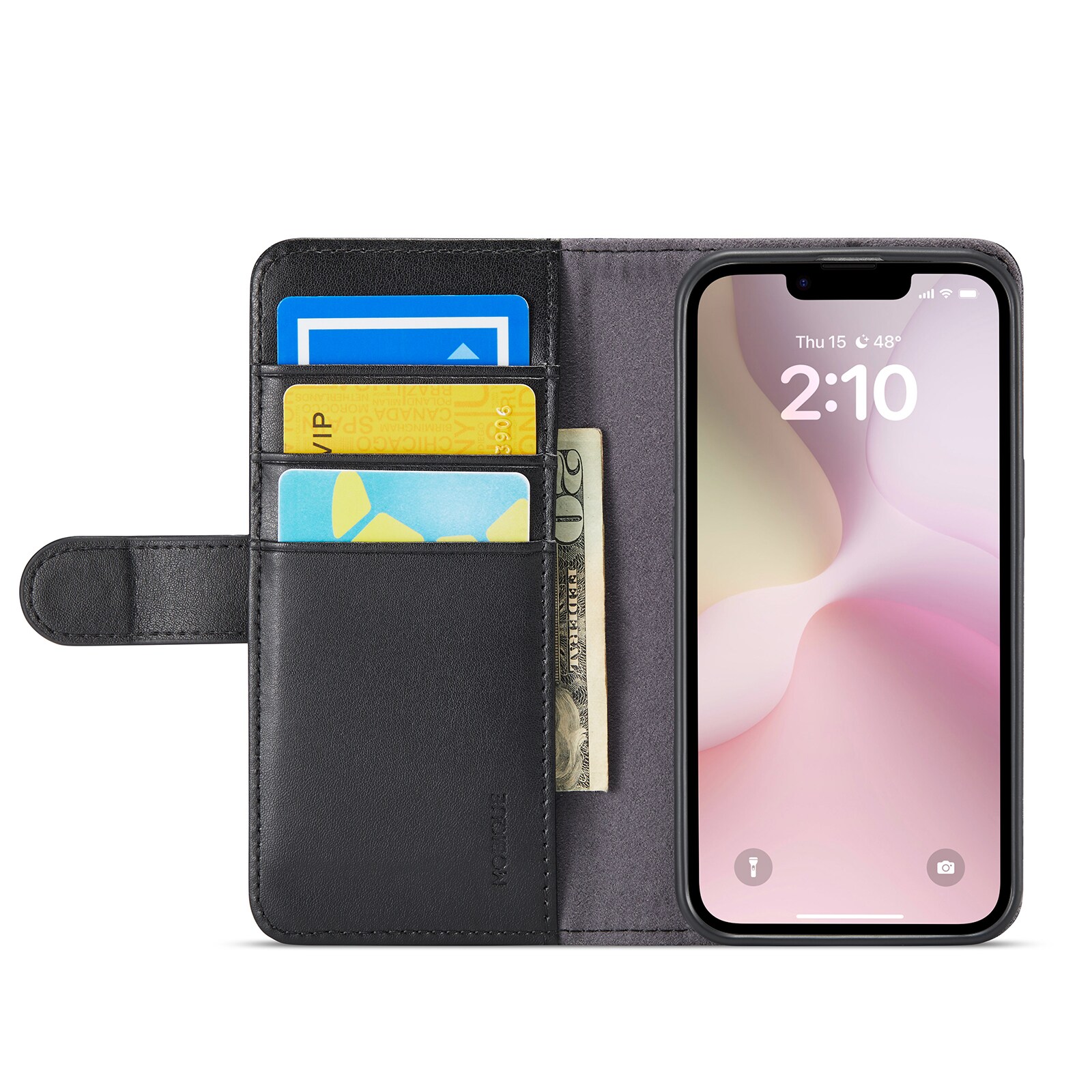 iPhone 16e Pungetui i ægte læder, Sort