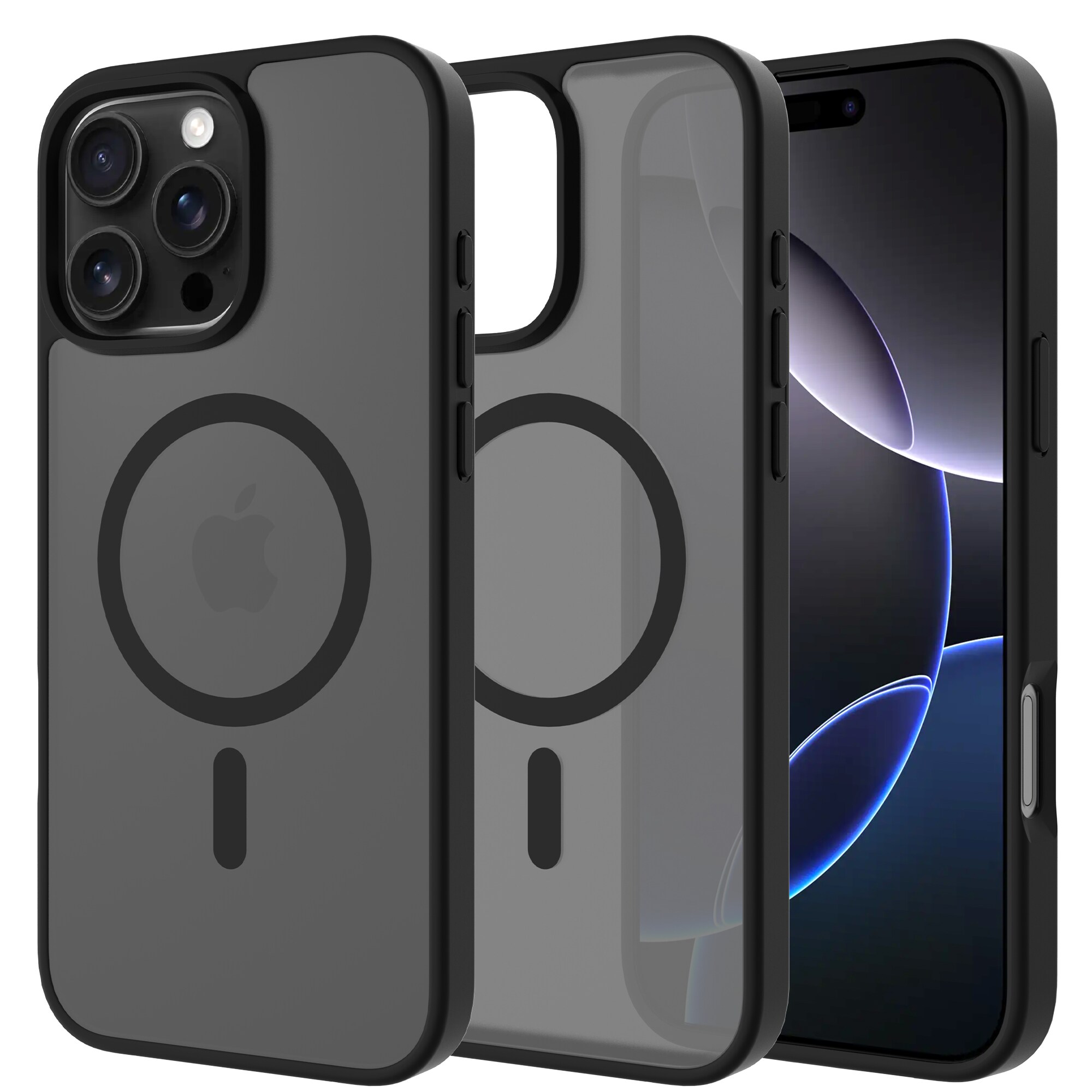 iPhone 15 Pro Max Hybrid-cover magnetisk, Frosted Black