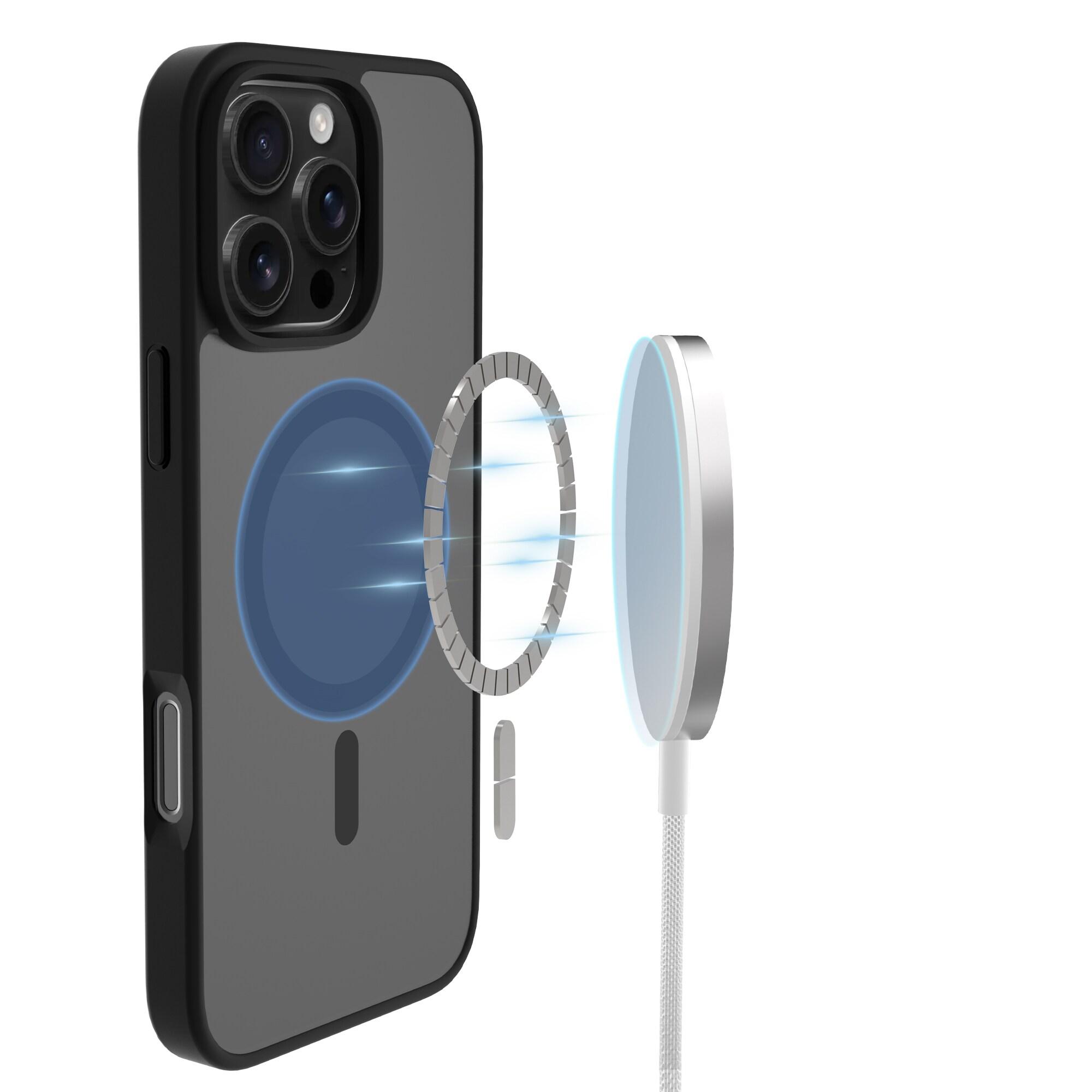 iPhone 16 Pro Max Hybrid-cover magnetisk, Frosted Black