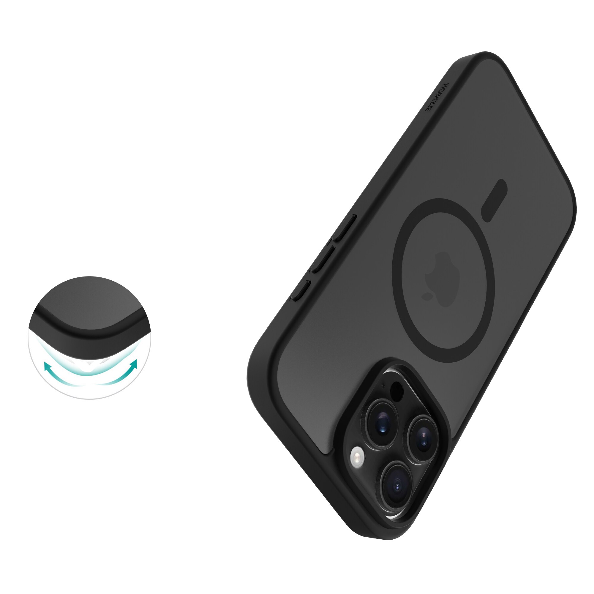 iPhone 16 Pro Max Hybrid-cover magnetisk, Frosted Black