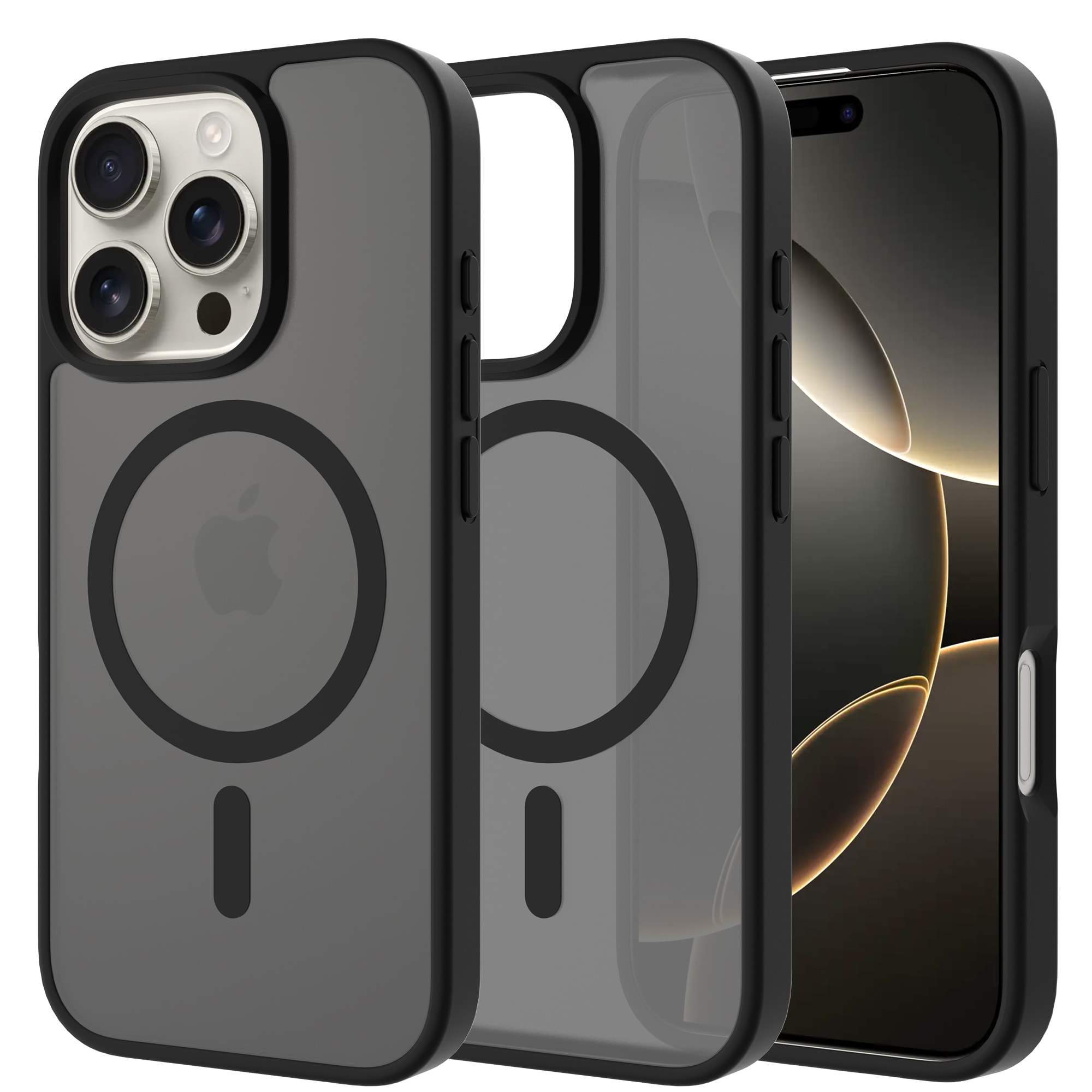 iPhone 15 Pro Hybrid-cover magnetisk, Frosted Black