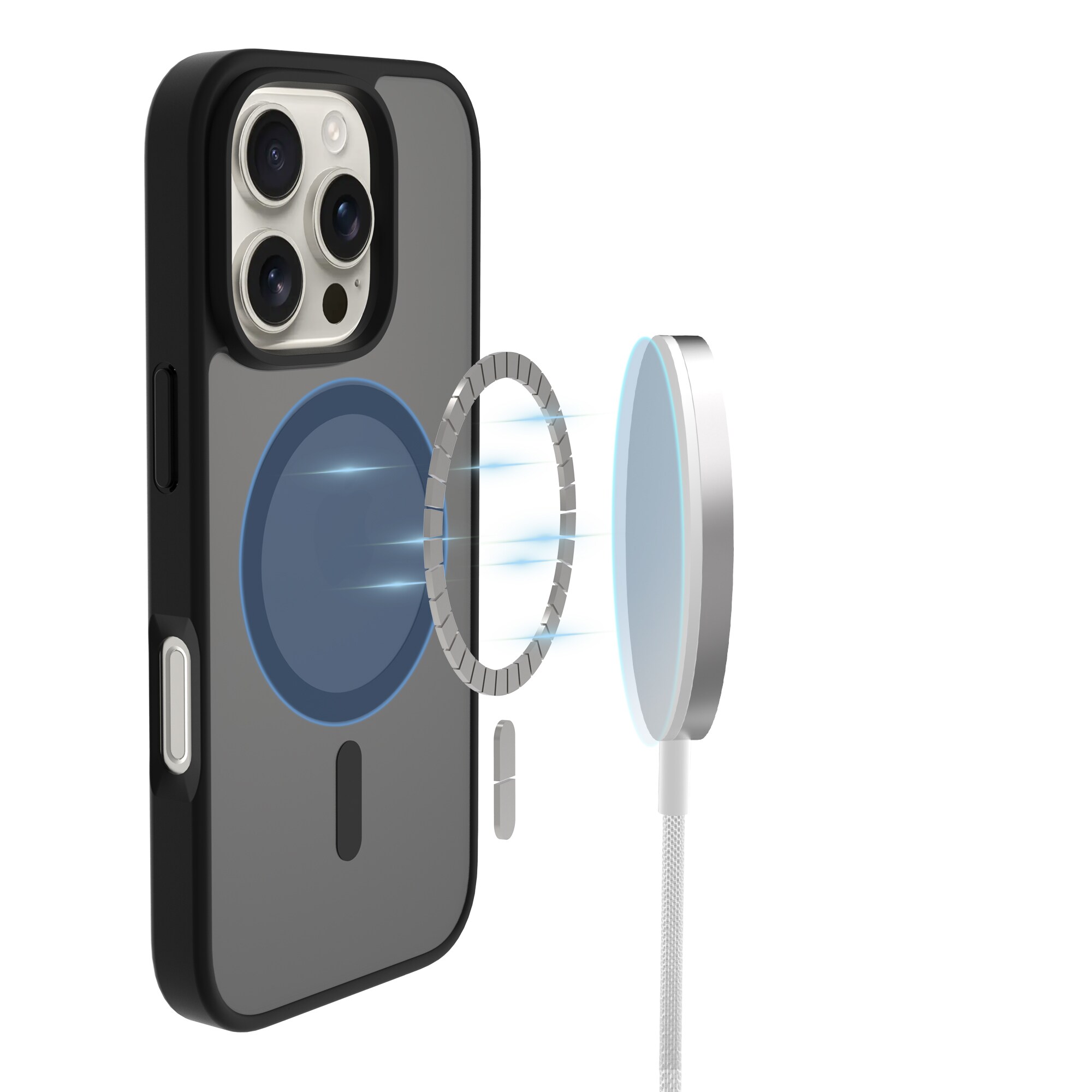 iPhone 16 Pro Hybrid-cover magnetisk, Frosted Black