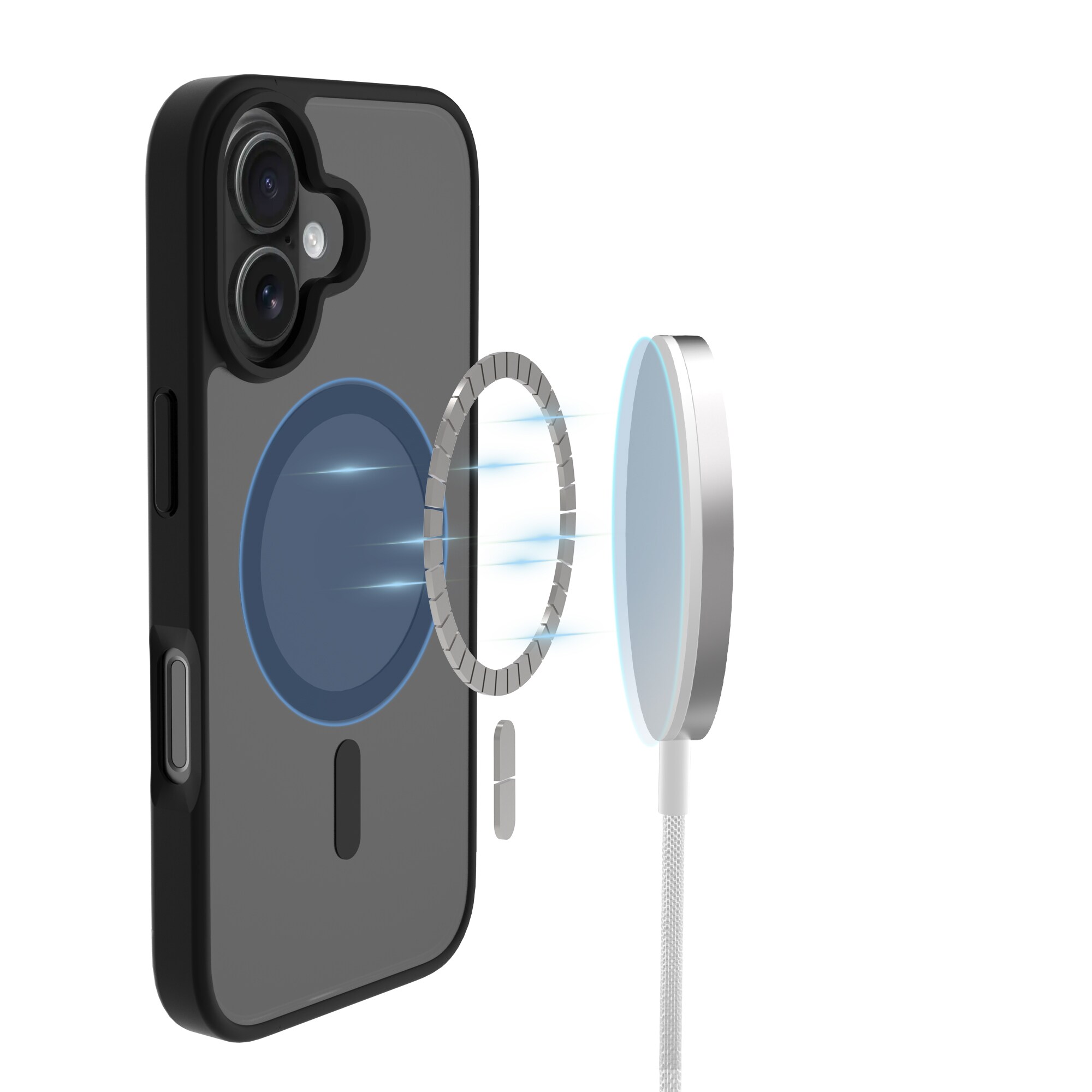 iPhone 16 Hybrid-cover magnetisk, Frosted Black