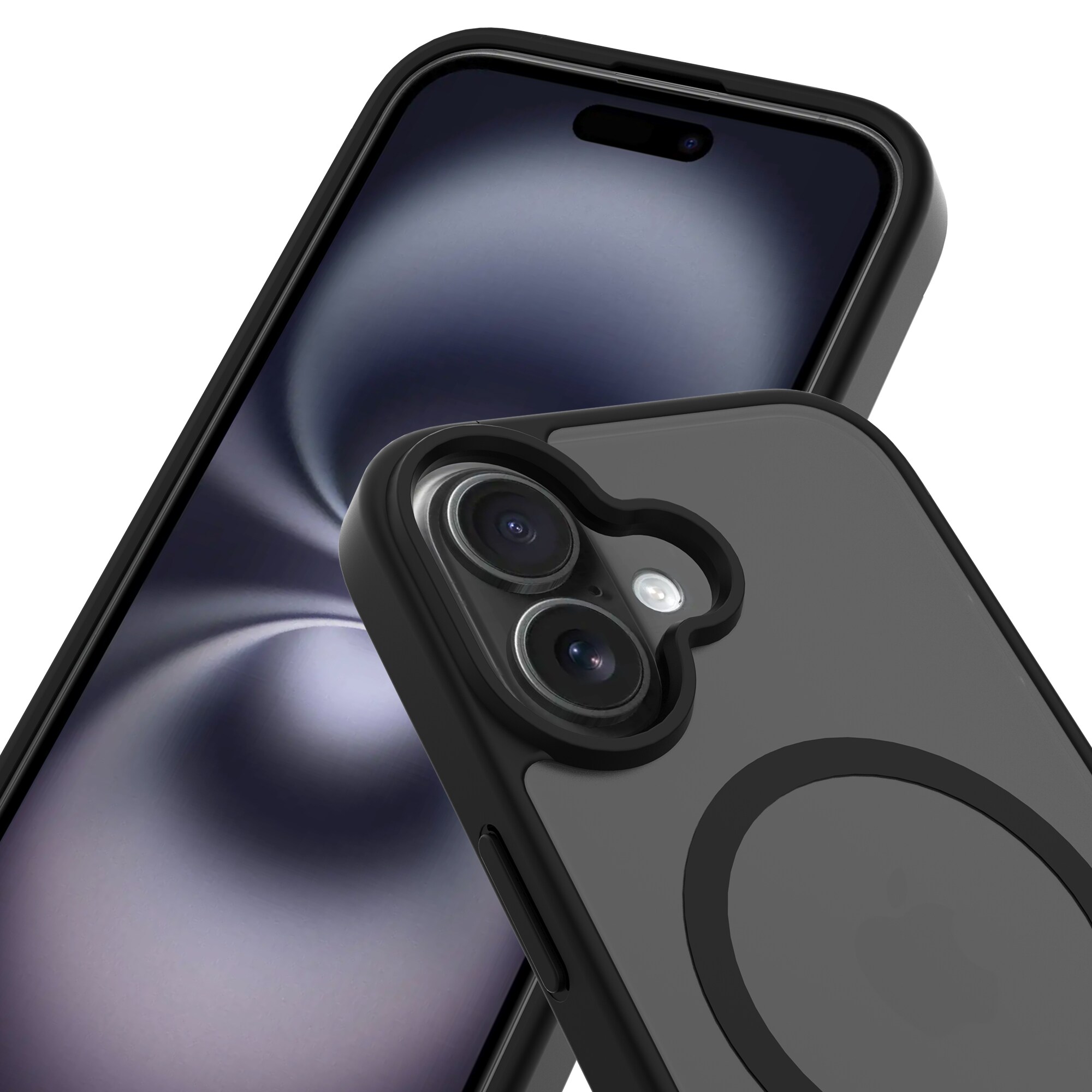 iPhone 16 Hybrid-cover magnetisk, Frosted Black