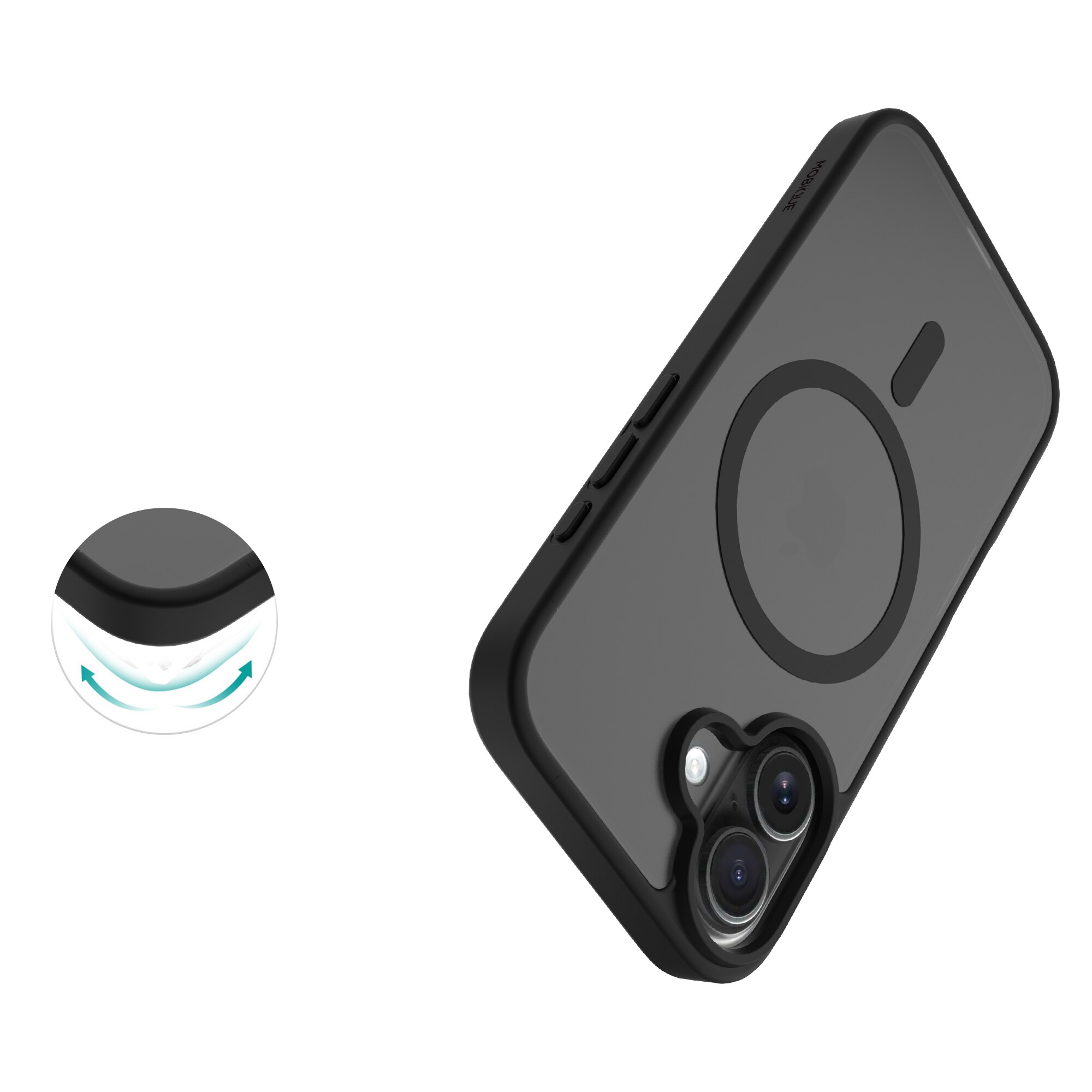 iPhone 16 Hybrid-cover magnetisk, Frosted Black