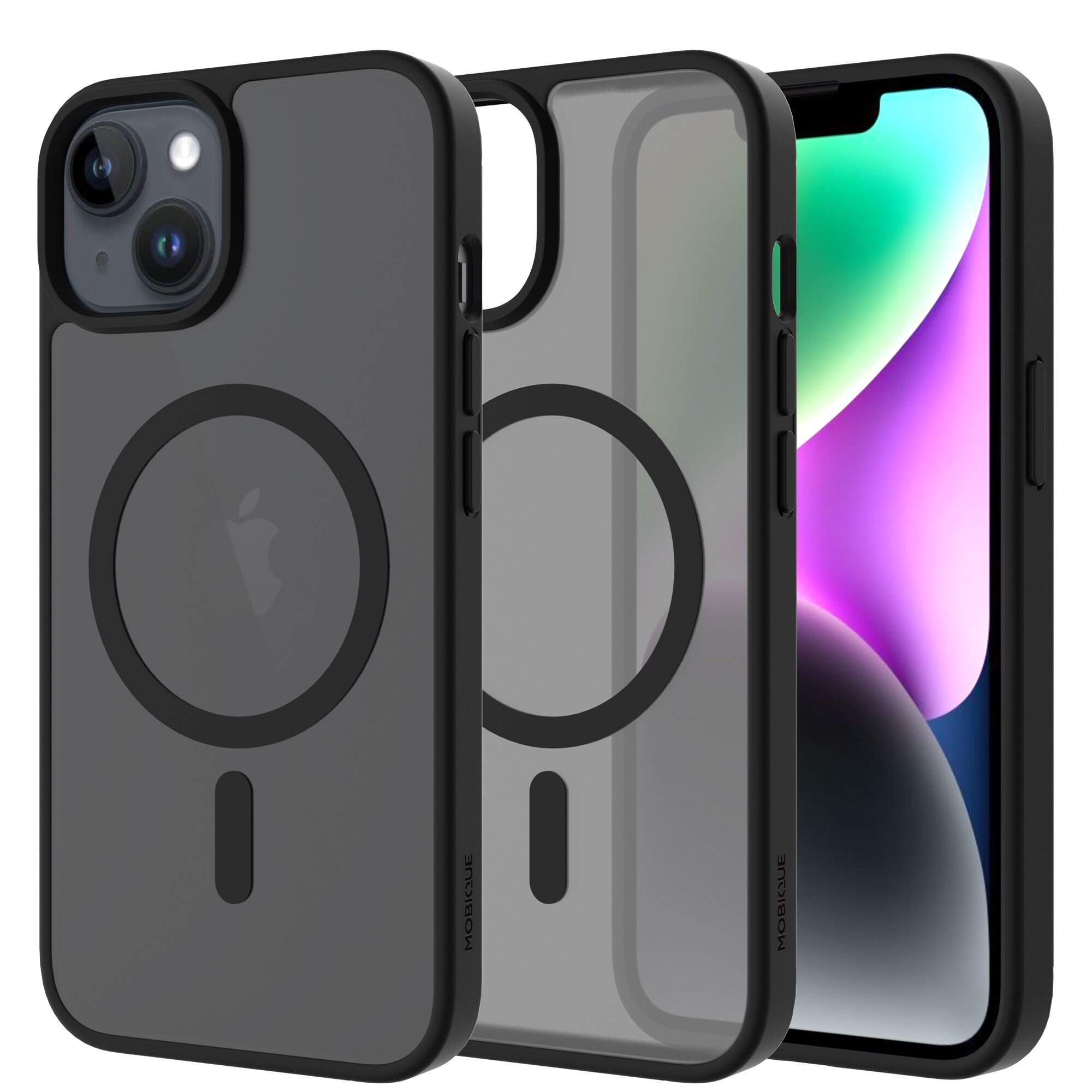 iPhone 14 Hybrid-cover magnetisk, Frosted Black